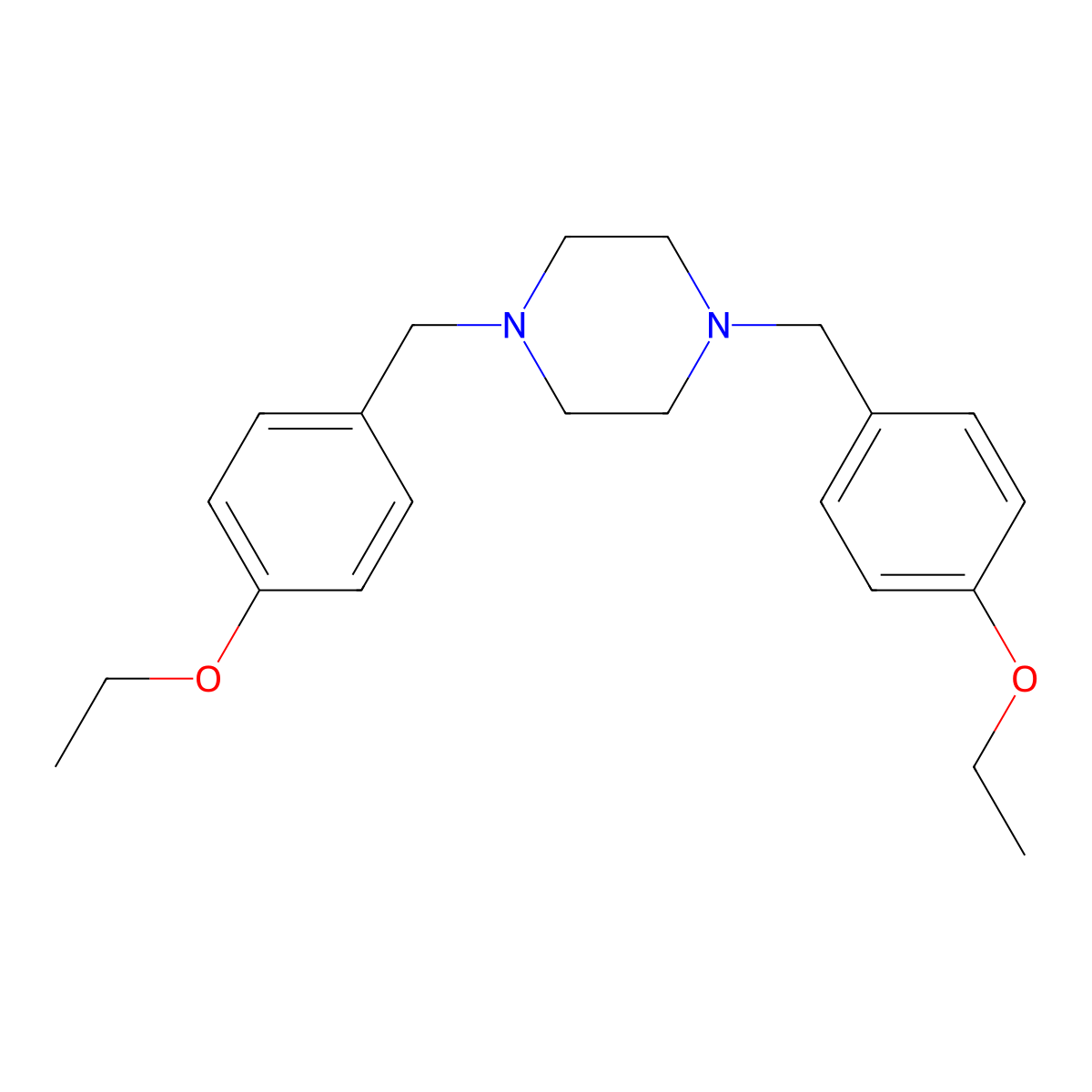 1,4-Bis[(4-ethoxyphenyl)methyl]piperazine molecular structure, CAS 428824-56-0