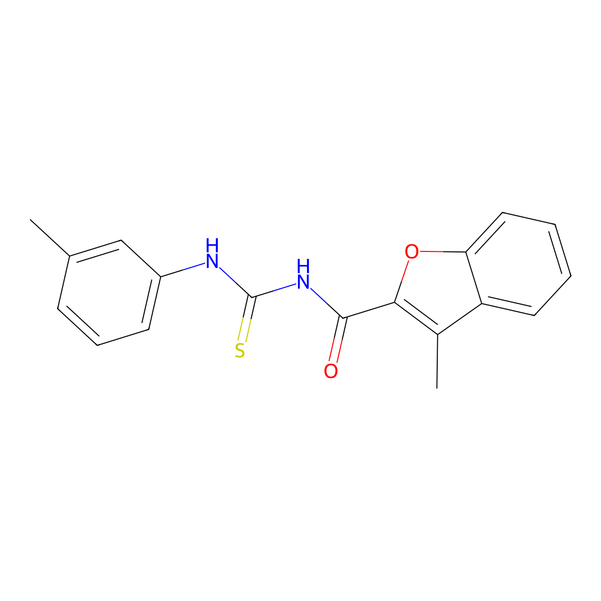 3-methyl-N-[(3-methylphenyl)carbamothioyl]-1-benzofuran-2-carboxamide molecular structure, CAS 428824-73-1