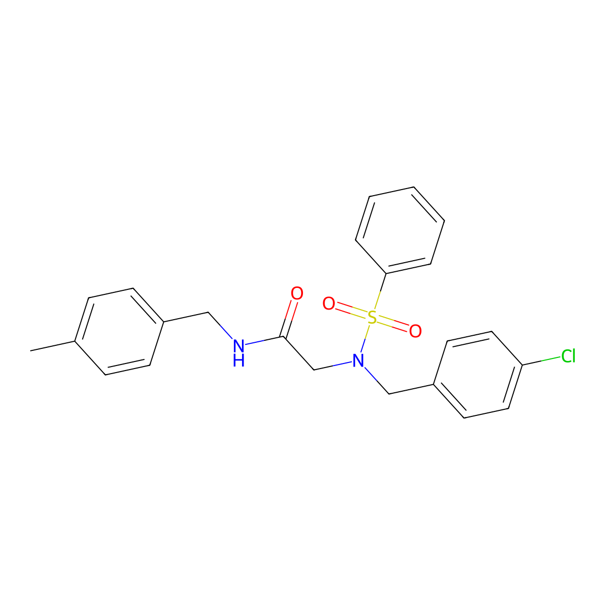 2-[benzenesulfonyl-[(4-chlorophenyl)methyl]amino]-N-[(4-methylphenyl)methyl]acetamide molecular structure, CAS 428824-74-2