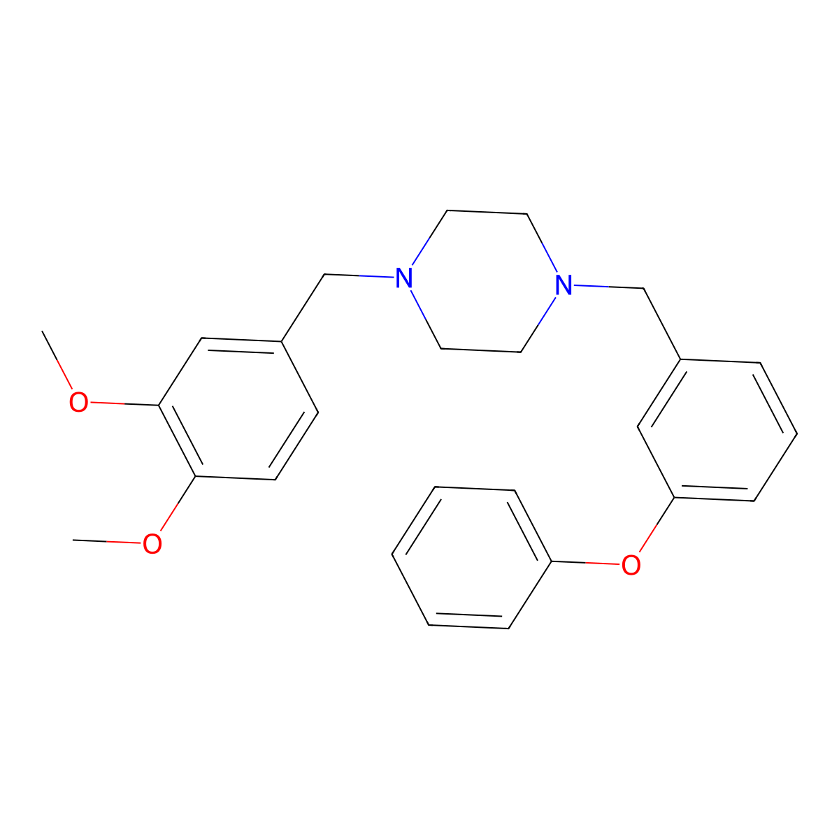 1-[(3,4-Dimethoxyphenyl)methyl]-4-[(3-phenoxyphenyl)methyl]piperazine molecular structure, CAS 428824-77-5