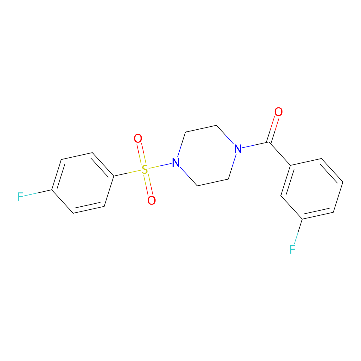 (3-Fluorophenyl)-[4-(4-fluorophenyl)sulfonylpiperazin-1-yl]methanone molecular structure, CAS 428824-86-6