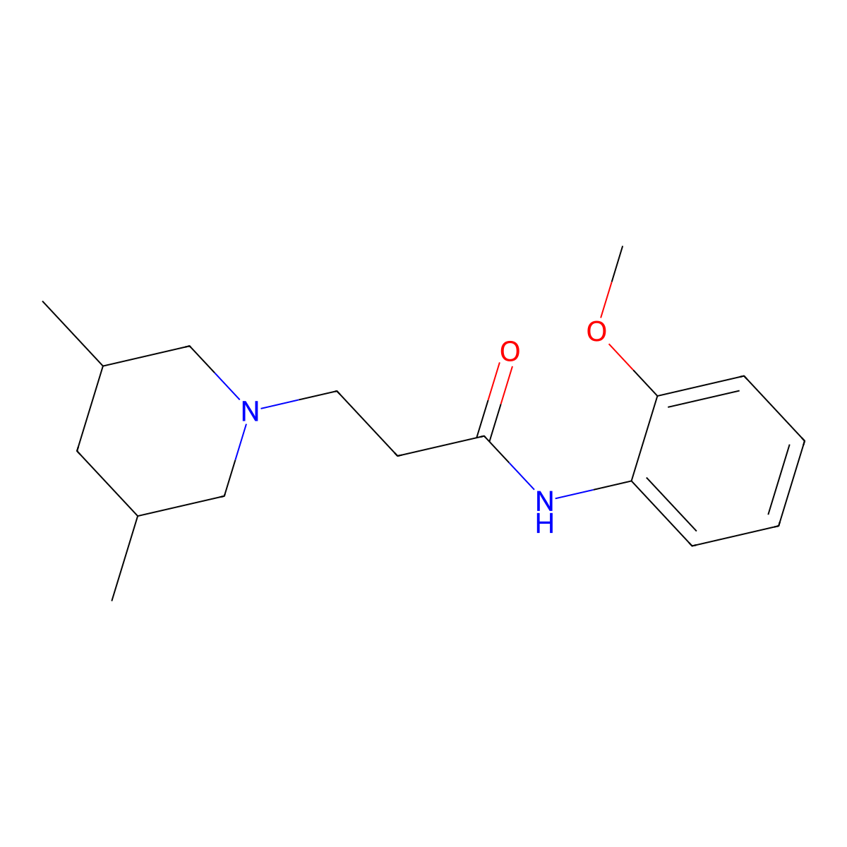 3-(3,5-dimethylpiperidin-1-yl)-N-(2-methoxyphenyl)propanamide molecular structure, CAS 428824-87-7