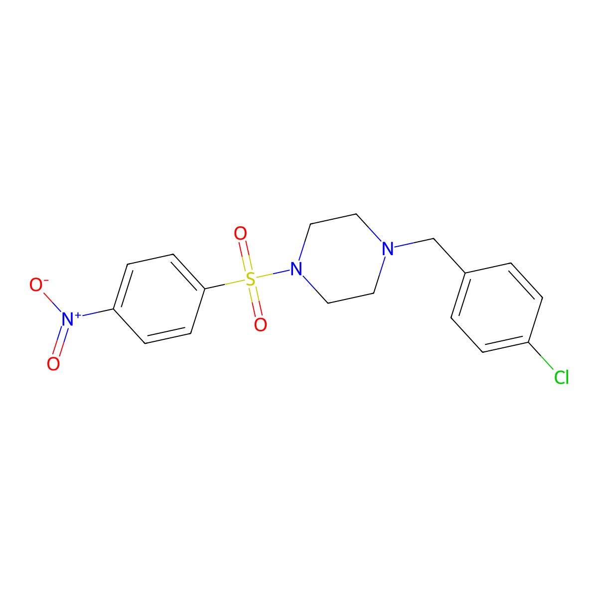 1-(4-Chlorobenzyl)-4-[(4-nitrophenyl)sulfonyl]piperazine molecular structure, CAS 428824-88-8