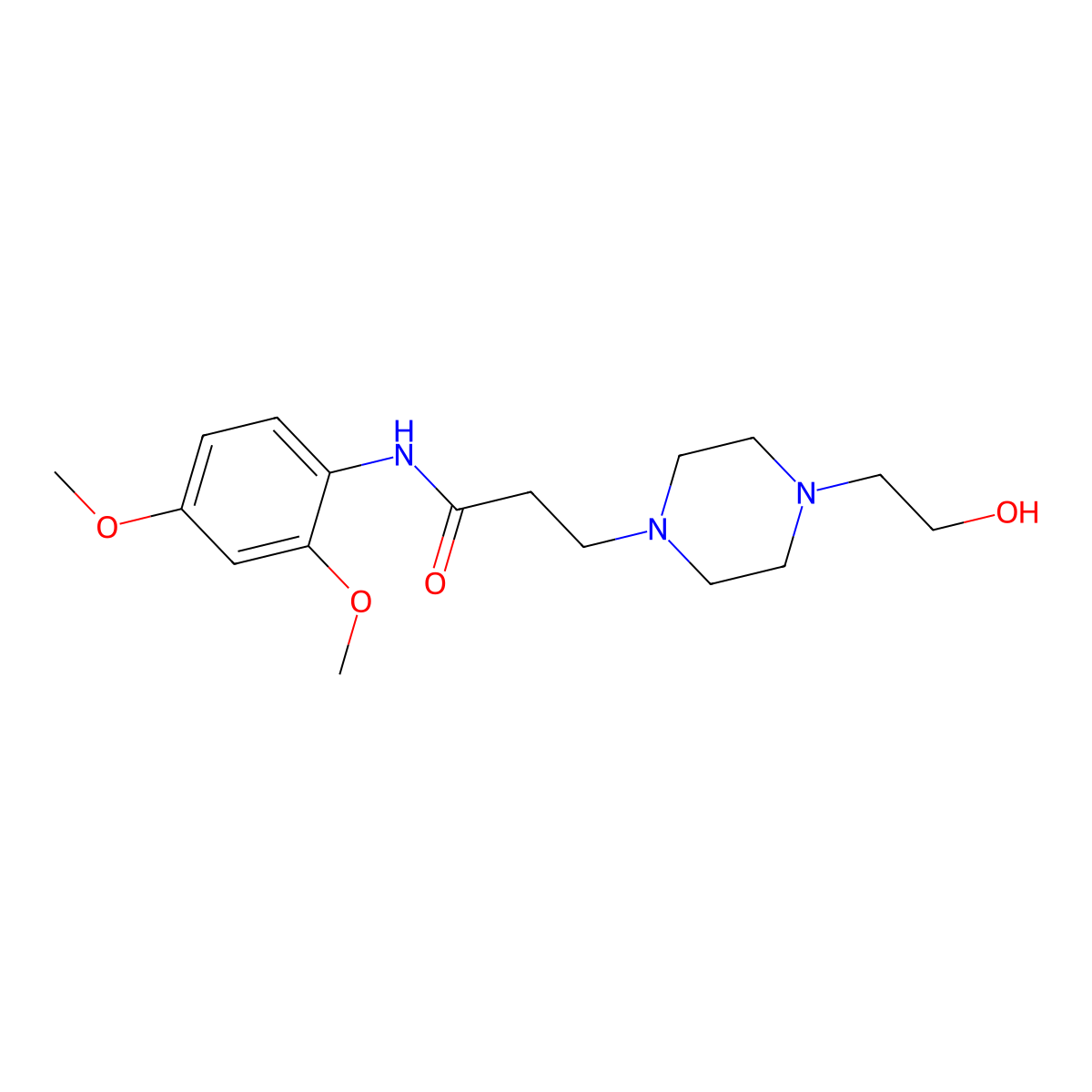 N-(2,4-dimethoxyphenyl)-3-[4-(2-hydroxyethyl)piperazin-1-yl]propanamide molecular structure, CAS 428824-98-0