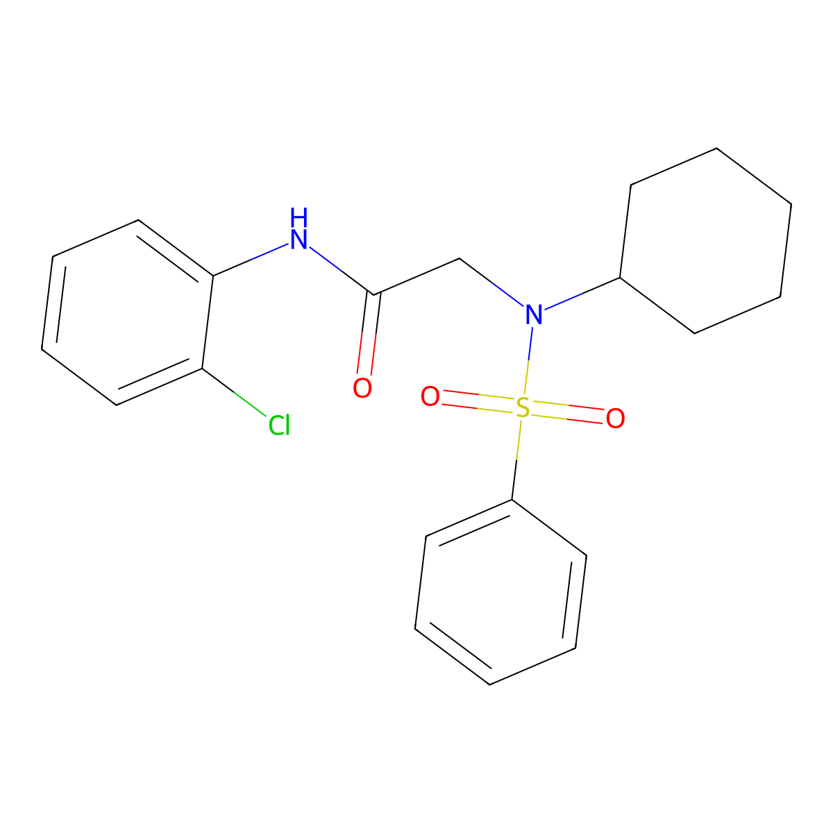 2-[benzenesulfonyl(cyclohexyl)amino]-N-(2-chlorophenyl)acetamide molecular structure, CAS 428825-00-7
