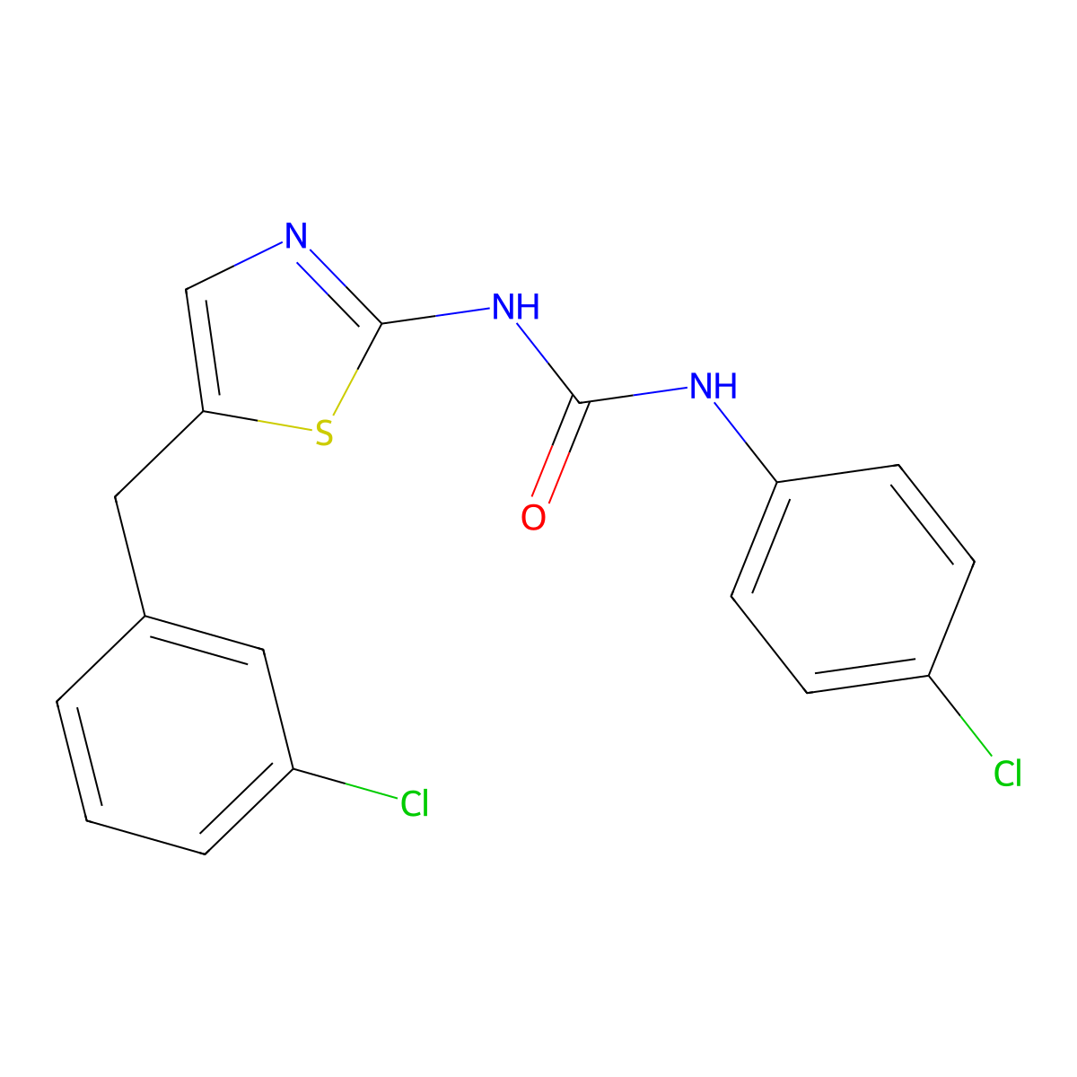 1-[5-(3-Chlorobenzyl)-1,3-thiazol-2-yl]-3-(4-chlorophenyl)urea molecular structure, CAS 428825-02-9