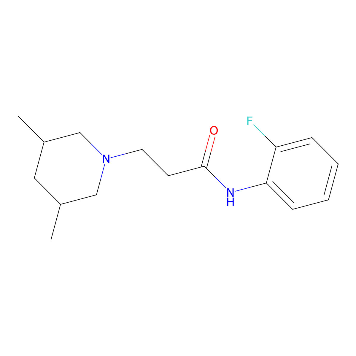 3-(3,5-dimethylpiperidin-1-yl)-N-(2-fluorophenyl)propanamide molecular structure, CAS 428825-05-2