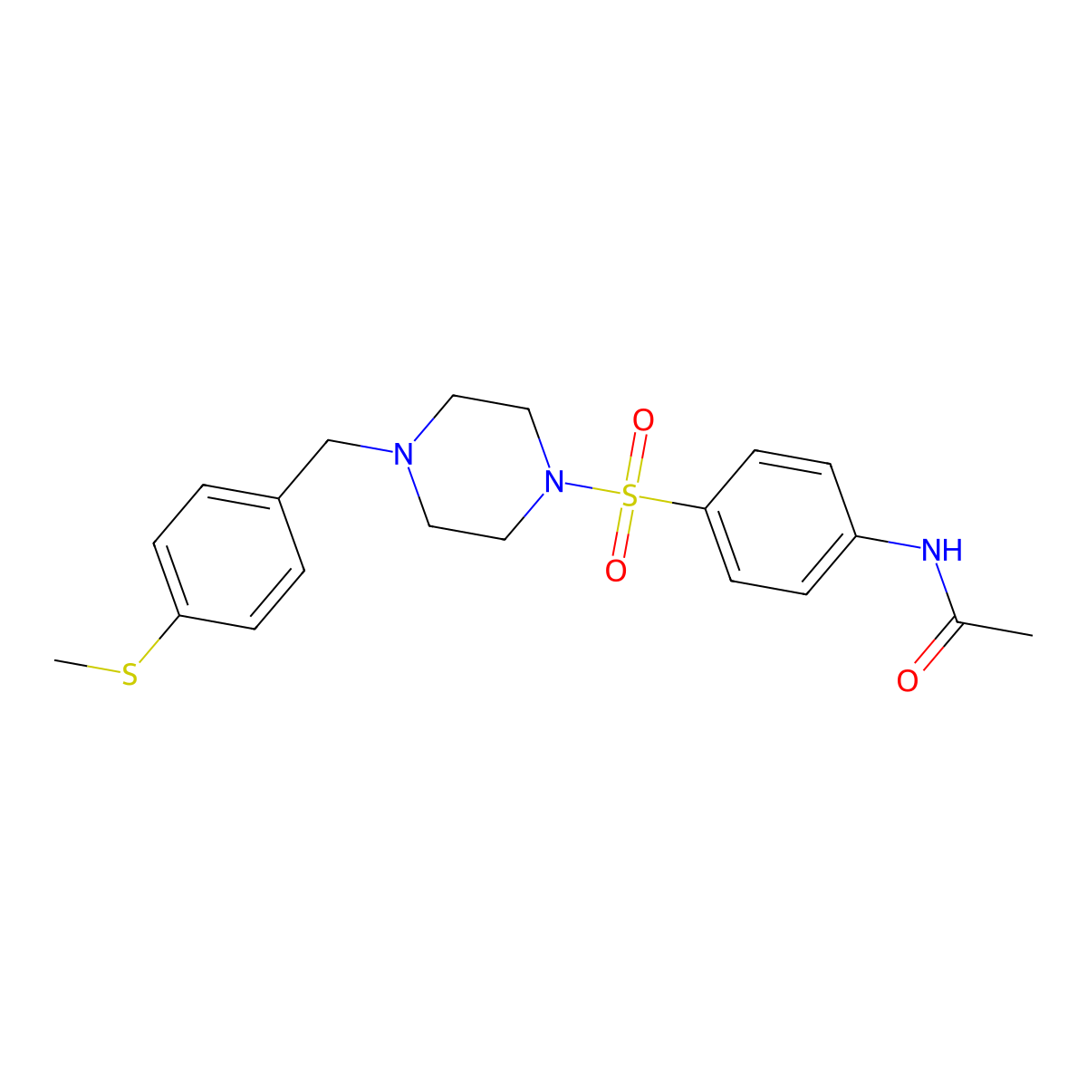 N-[4-[4-[(4-methylsulfanylphenyl)methyl]piperazin-1-yl]sulfonylphenyl]acetamide molecular structure, CAS 428825-07-4