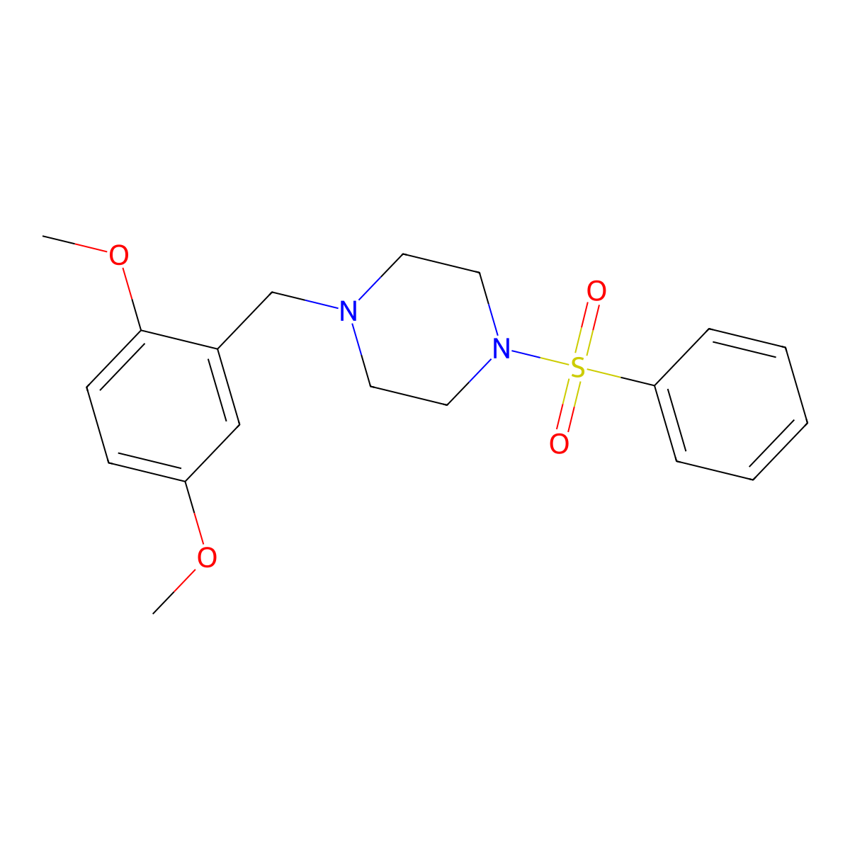 1-(Benzenesulfonyl)-4-[(2,5-dimethoxyphenyl)methyl]piperazine molecular structure, CAS 428825-09-6