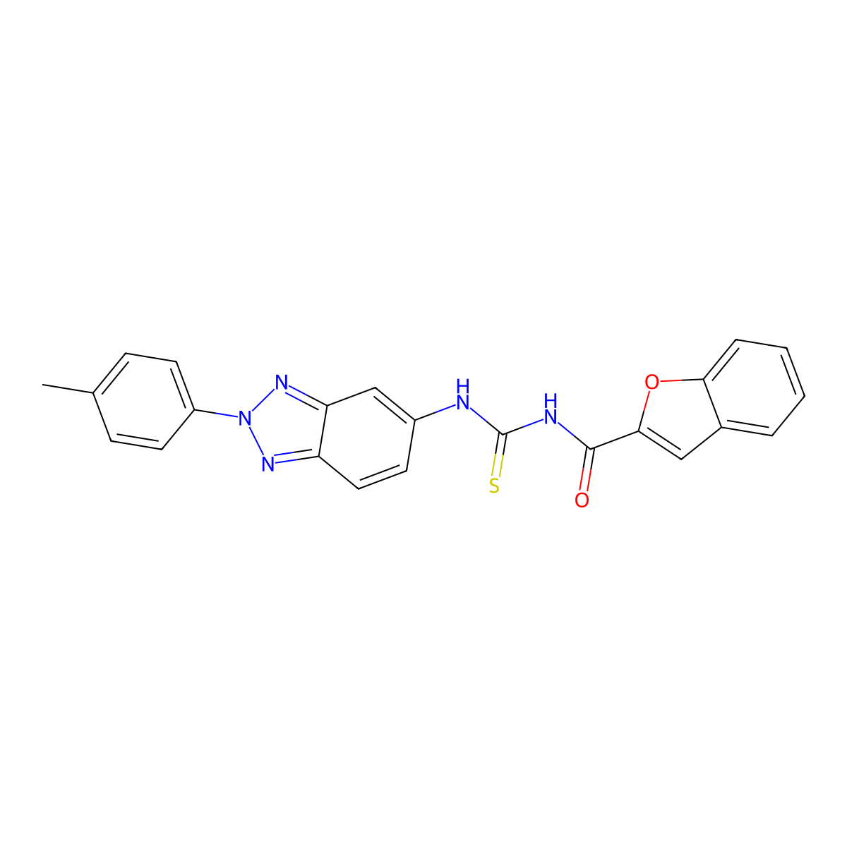 N-[[2-(4-methylphenyl)benzotriazol-5-yl]carbamothioyl]-1-benzofuran-2-carboxamide molecular structure, CAS 428825-11-0