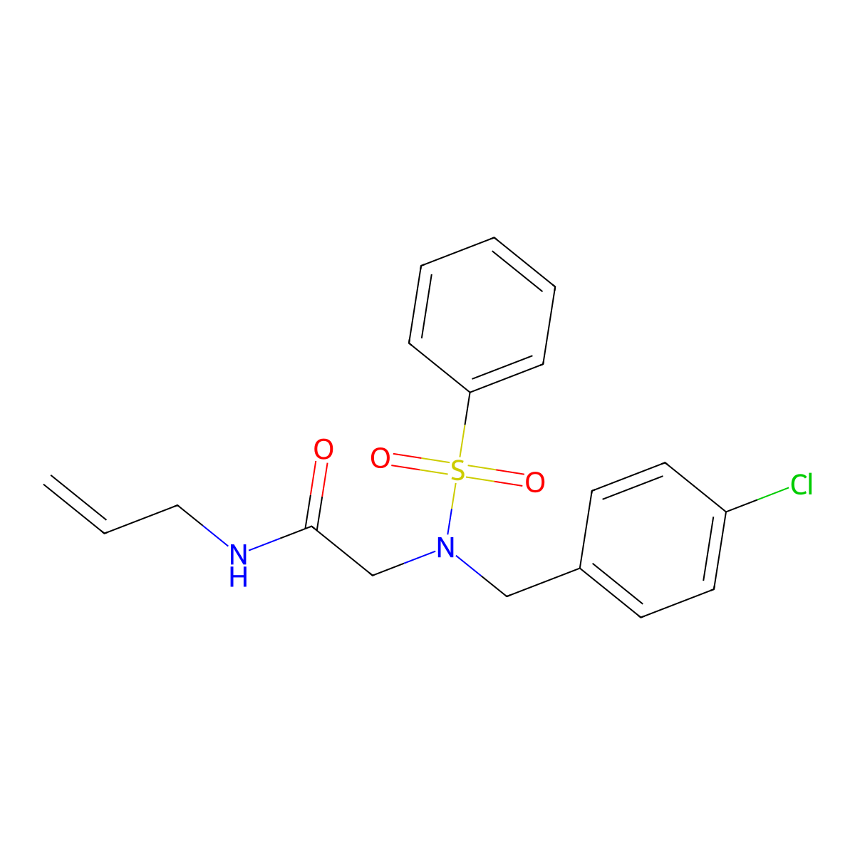 2-[benzenesulfonyl-[(4-chlorophenyl)methyl]amino]-N-prop-2-enylacetamide molecular structure, CAS 428825-19-8