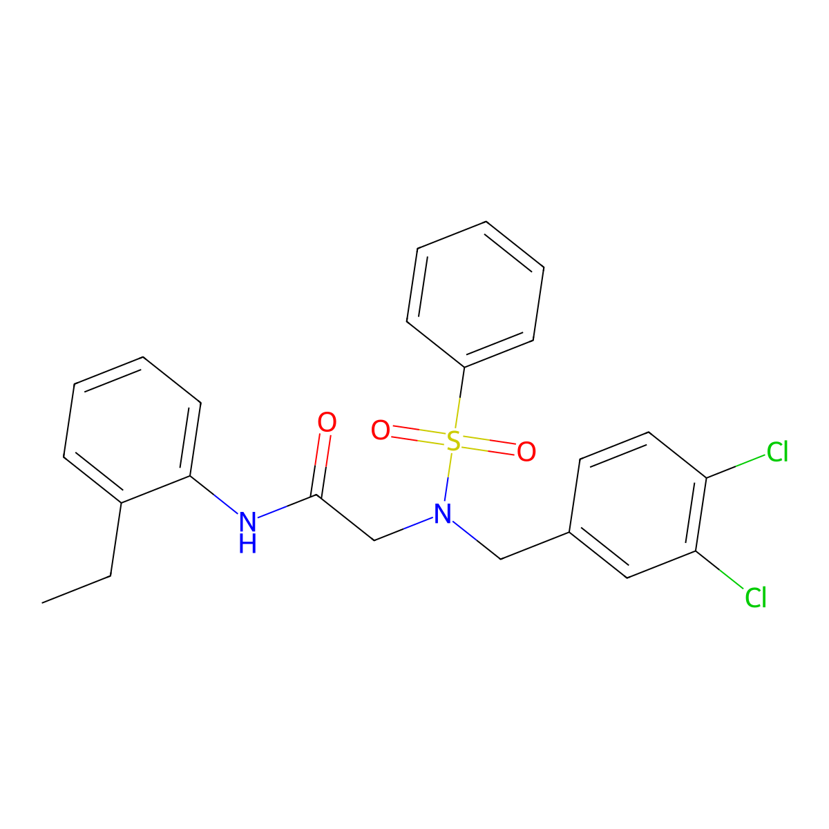 2-[benzenesulfonyl-[(3,4-dichlorophenyl)methyl]amino]-N-(2-ethylphenyl)acetamide molecular structure, CAS 428825-21-2