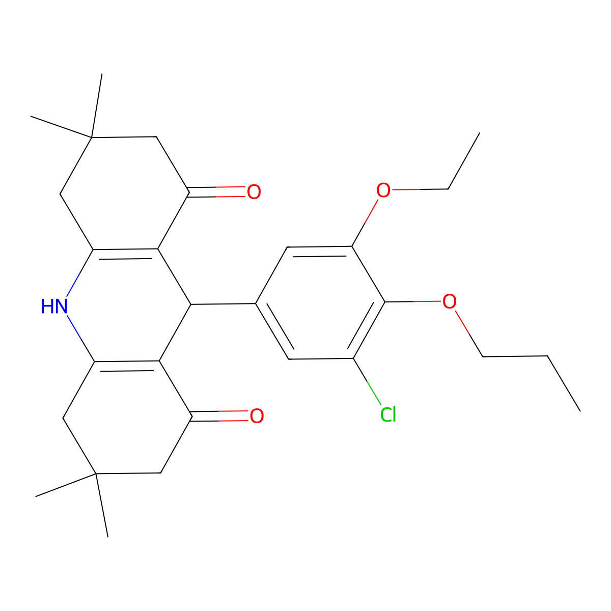 9-(3-Chloro-5-ethoxy-4-propoxyphenyl)-3,3,6,6-tetramethyl-2,4,5,7,9,10-hexahydroacridine-1,8-dione molecular structure, CAS 428825-22-3