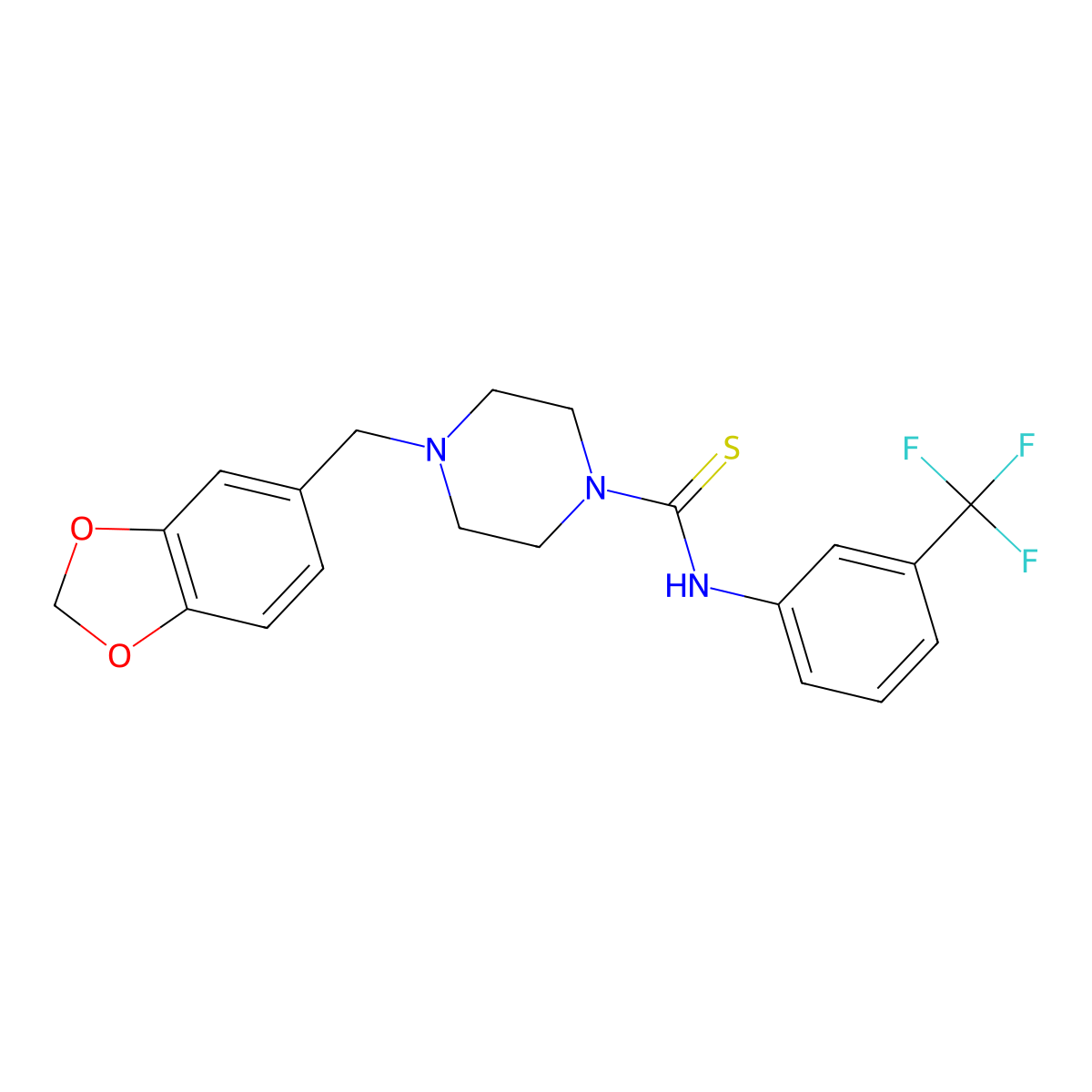 4-(1,3-benzodioxol-5-ylmethyl)-N-[3-(trifluoromethyl)phenyl]piperazine-1-carbothioamide molecular structure, CAS 428825-23-4