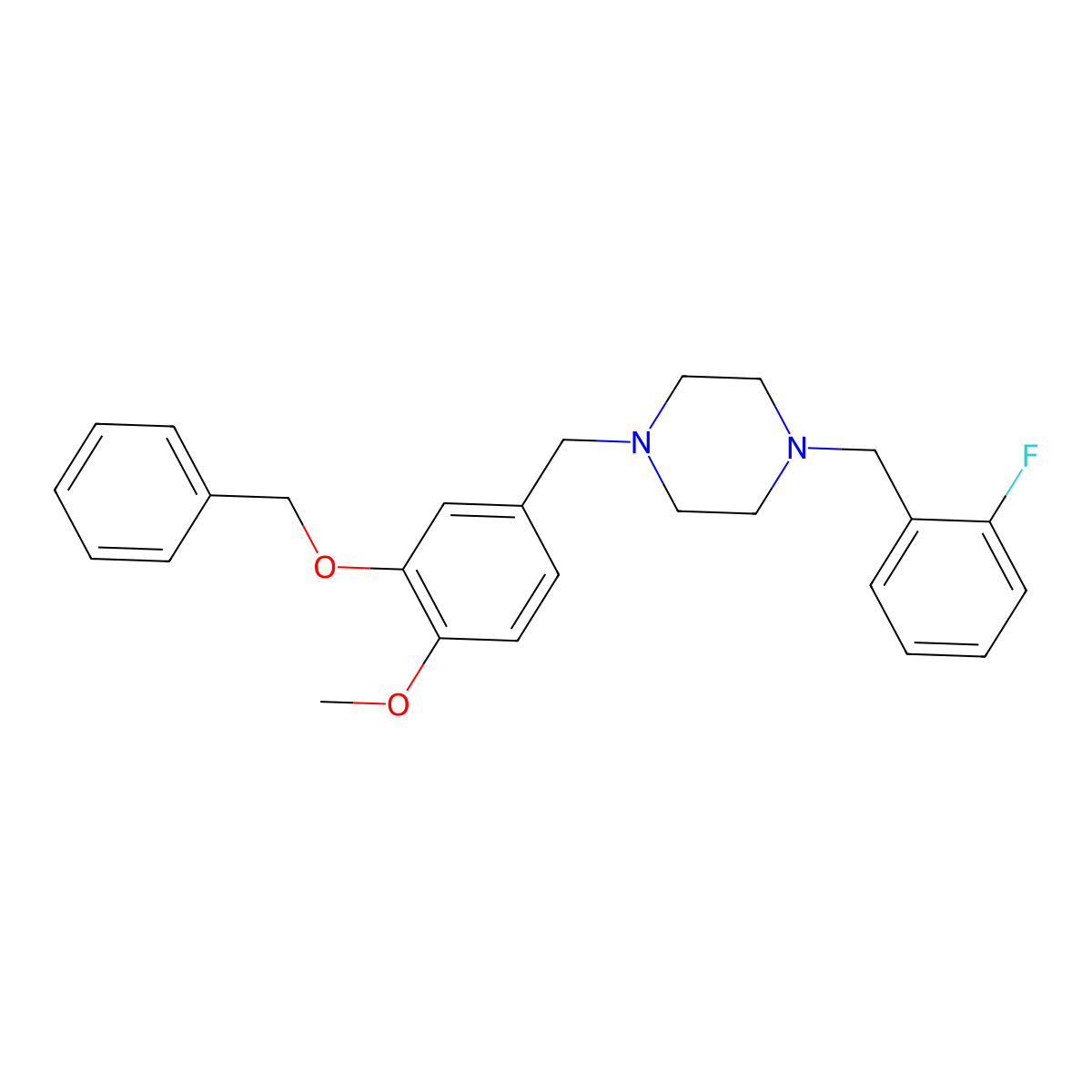 1-[3-(Benzyloxy)-4-methoxybenzyl]-4-(2-fluorobenzyl)piperazine molecular structure, CAS 428825-25-6
