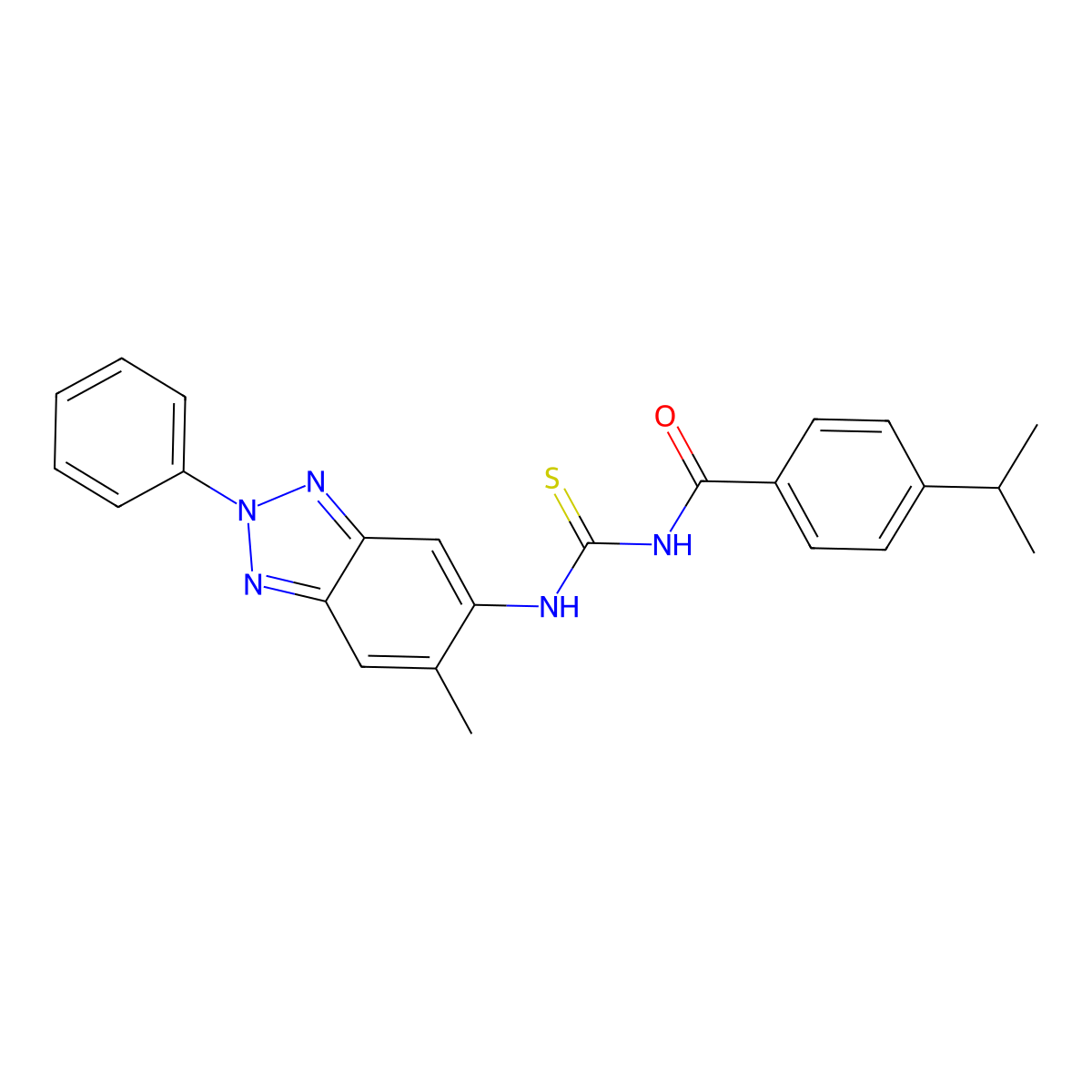 N-[(6-methyl-2-phenylbenzotriazol-5-yl)carbamothioyl]-4-propan-2-ylbenzamide molecular structure, CAS 428825-26-7
