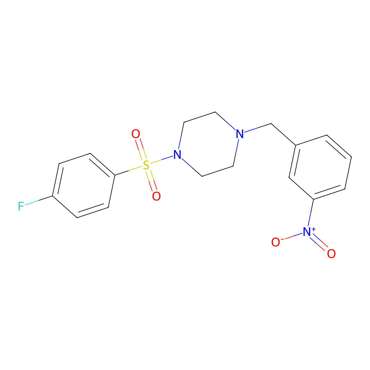 1-(4-Fluorophenyl)sulfonyl-4-[(3-nitrophenyl)methyl]piperazine molecular structure, CAS 428825-29-0
