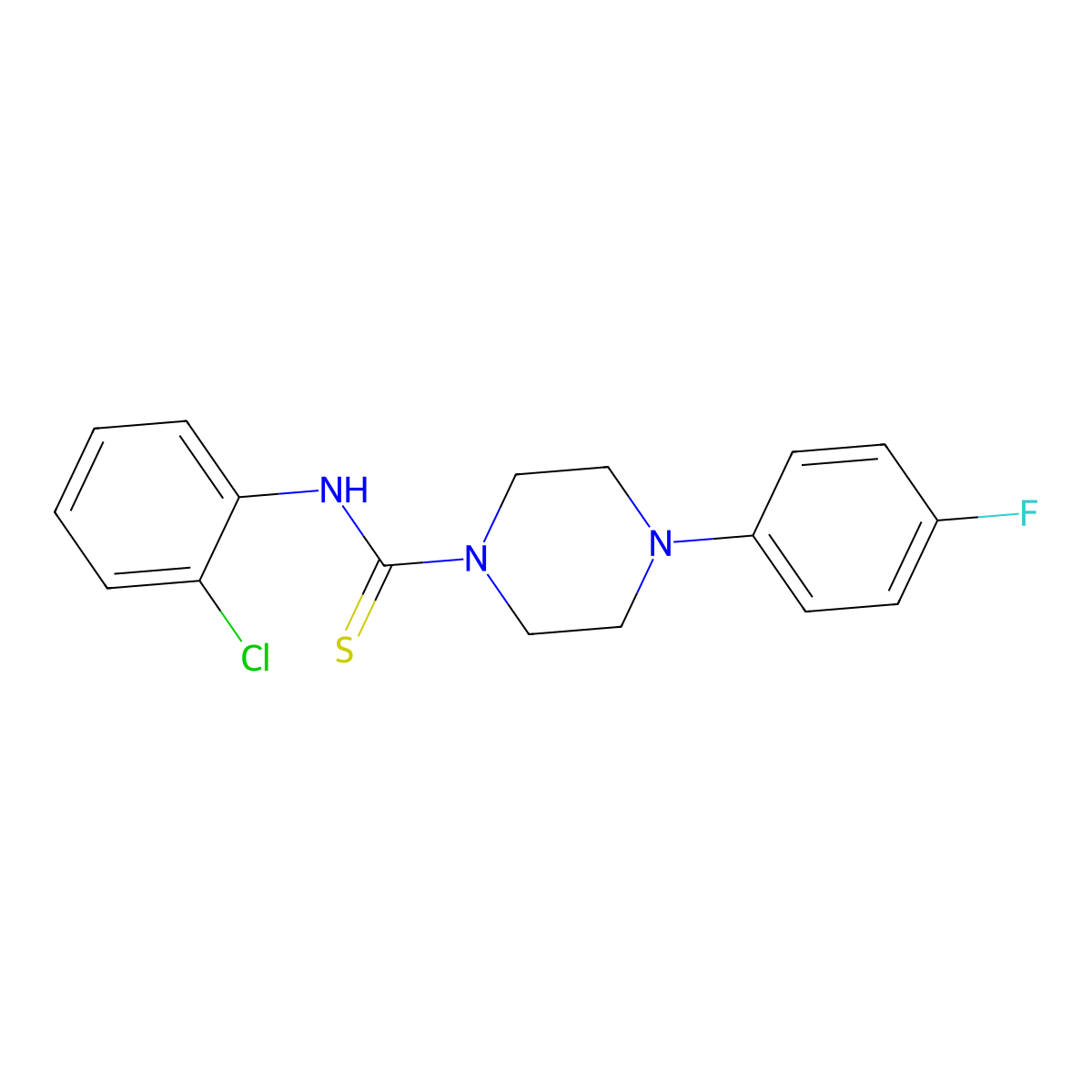 N-(2-chlorophenyl)-4-(4-fluorophenyl)piperazine-1-carbothioamide molecular structure, CAS 428825-31-4
