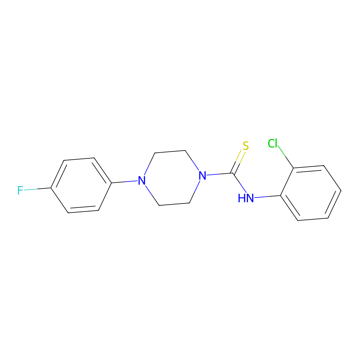 N-(2-chlorophenyl)-4-(4-fluorophenyl)piperazine-1-carbothioamide molecular structure, CAS 428825-31-4