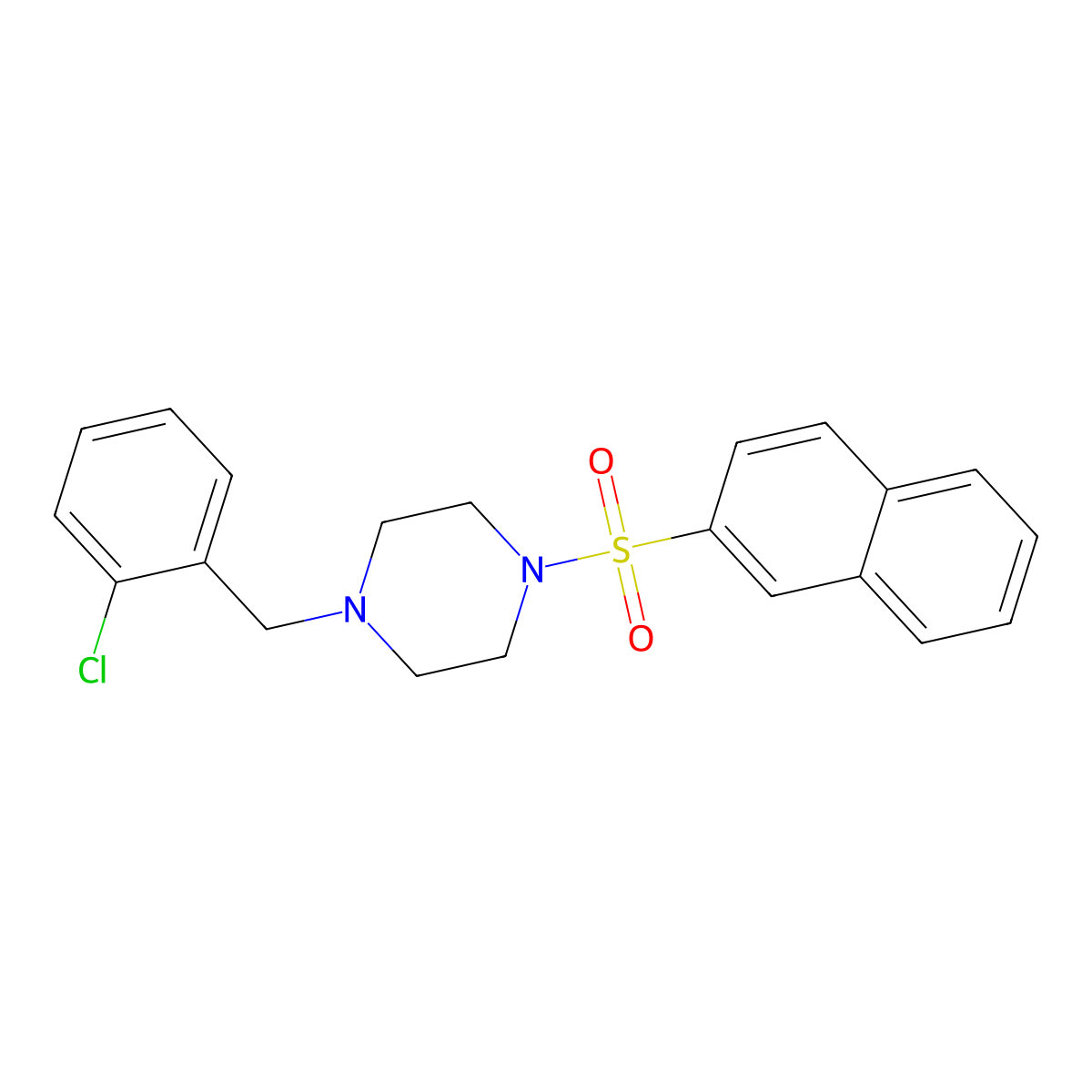 1-[(2-Chlorophenyl)methyl]-4-naphthalen-2-ylsulfonylpiperazine molecular structure, CAS 428825-34-7