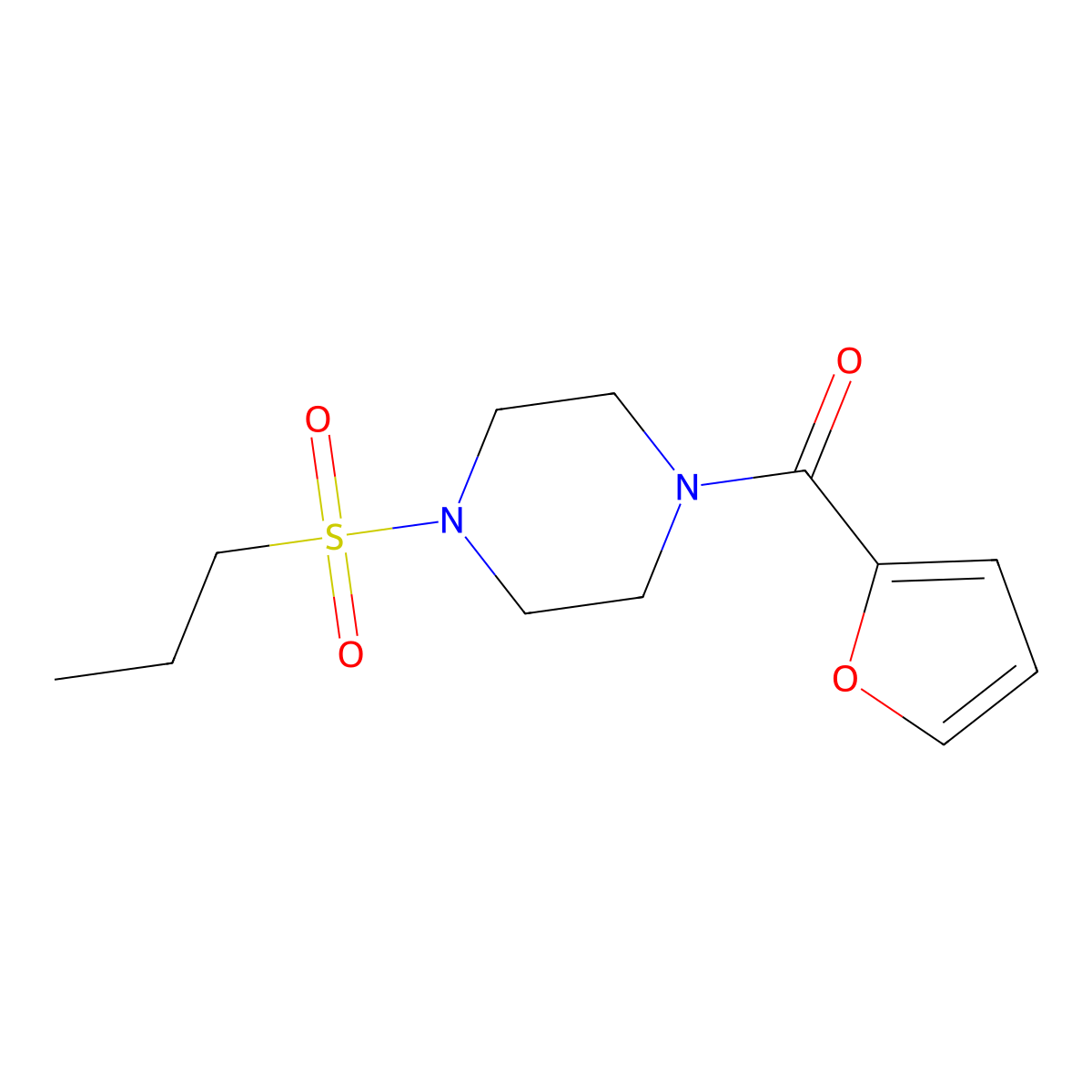 Furan-2-yl-(4-propylsulfonylpiperazin-1-yl)methanone molecular structure, CAS 428825-35-8