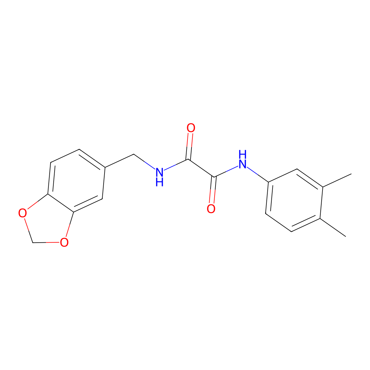 N-(1,3-benzodioxol-5-ylmethyl)-N'-(3,4-dimethylphenyl)oxamide molecular structure, CAS 428825-39-2
