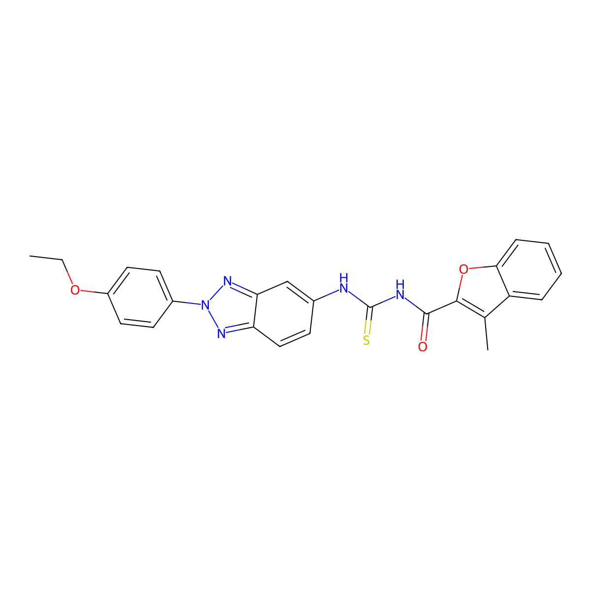 N-[[2-(4-ethoxyphenyl)benzotriazol-5-yl]carbamothioyl]-3-methyl-1-benzofuran-2-carboxamide molecular structure, CAS 428825-44-9