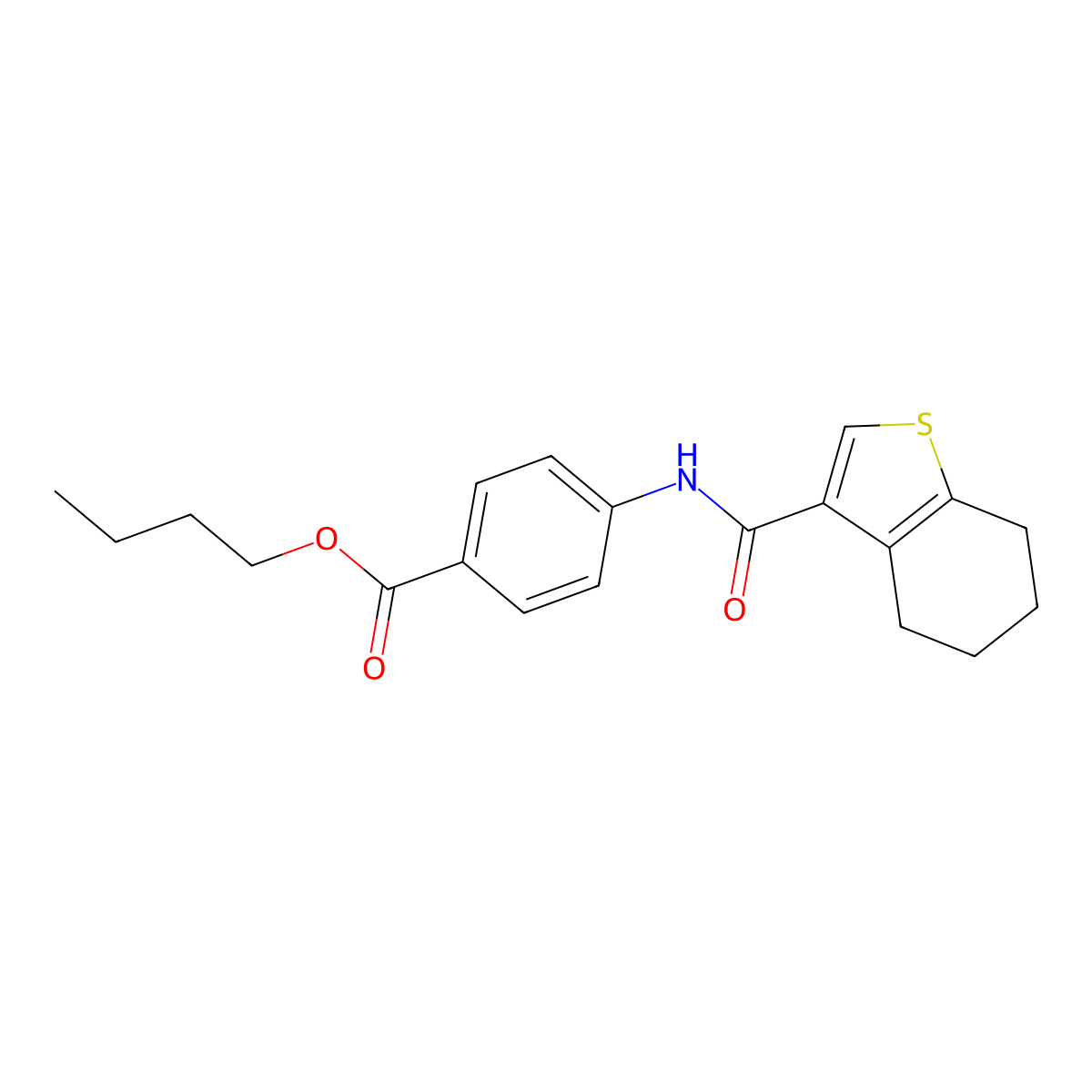 Butyl 4-(4,5,6,7-tetrahydrobenzo[b]thiophene-3-carboxamido)benzoate molecular structure, CAS 428825-47-2