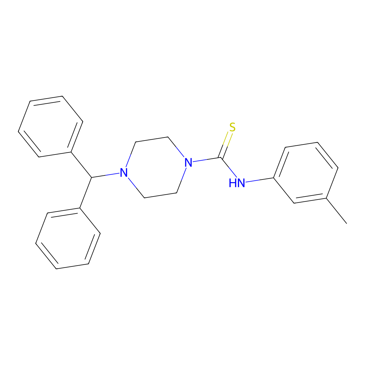 4-benzhydryl-N-(3-methylphenyl)piperazine-1-carbothioamide molecular structure, CAS 428825-56-3