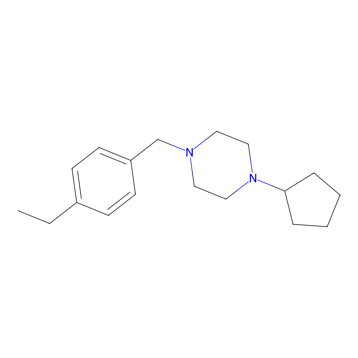 1-Cyclopentyl-4-[(4-ethylphenyl)methyl]piperazine molecular structure, CAS 428825-62-1