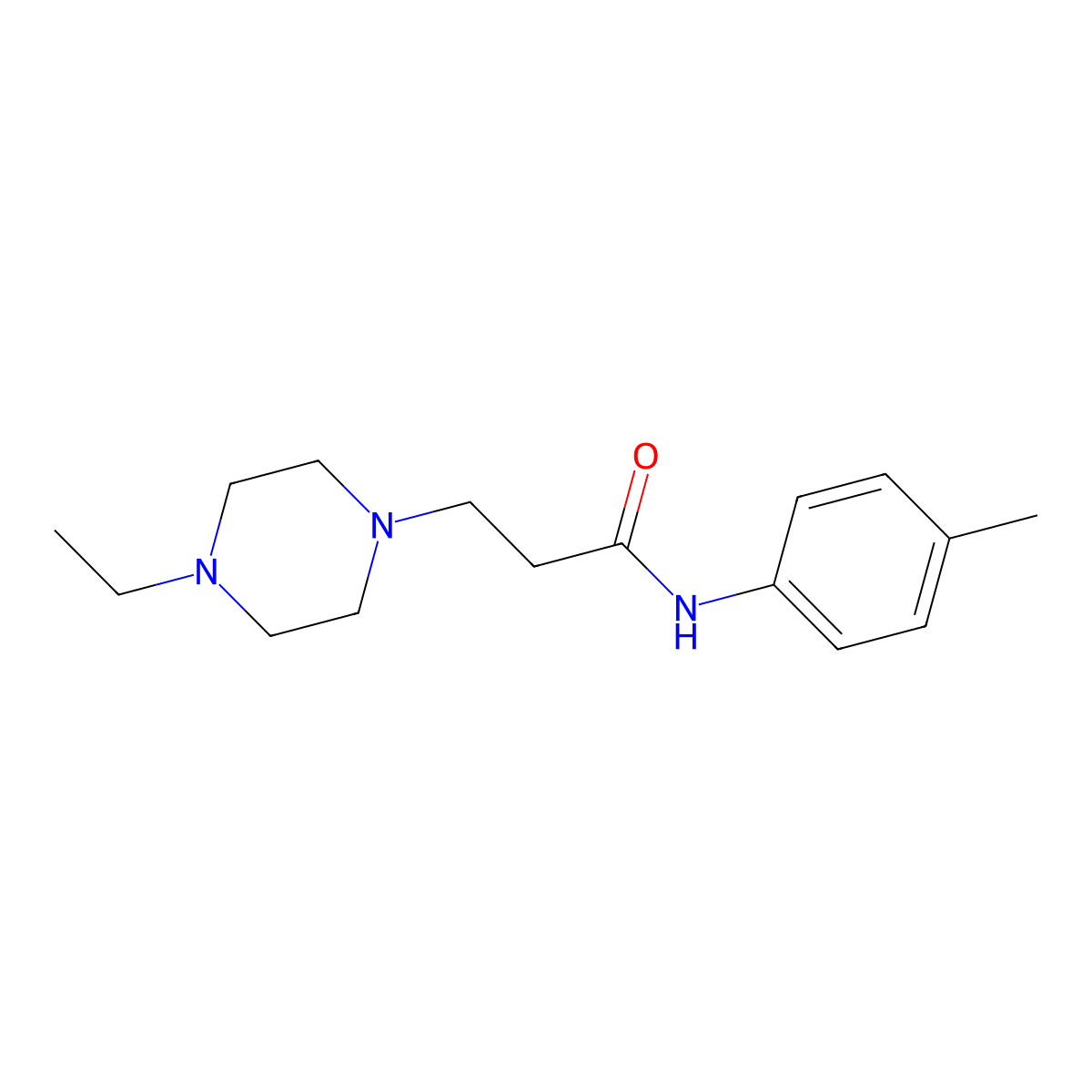 3-(4-ethylpiperazin-1-yl)-N-(4-methylphenyl)propanamide molecular structure, CAS 428825-65-4