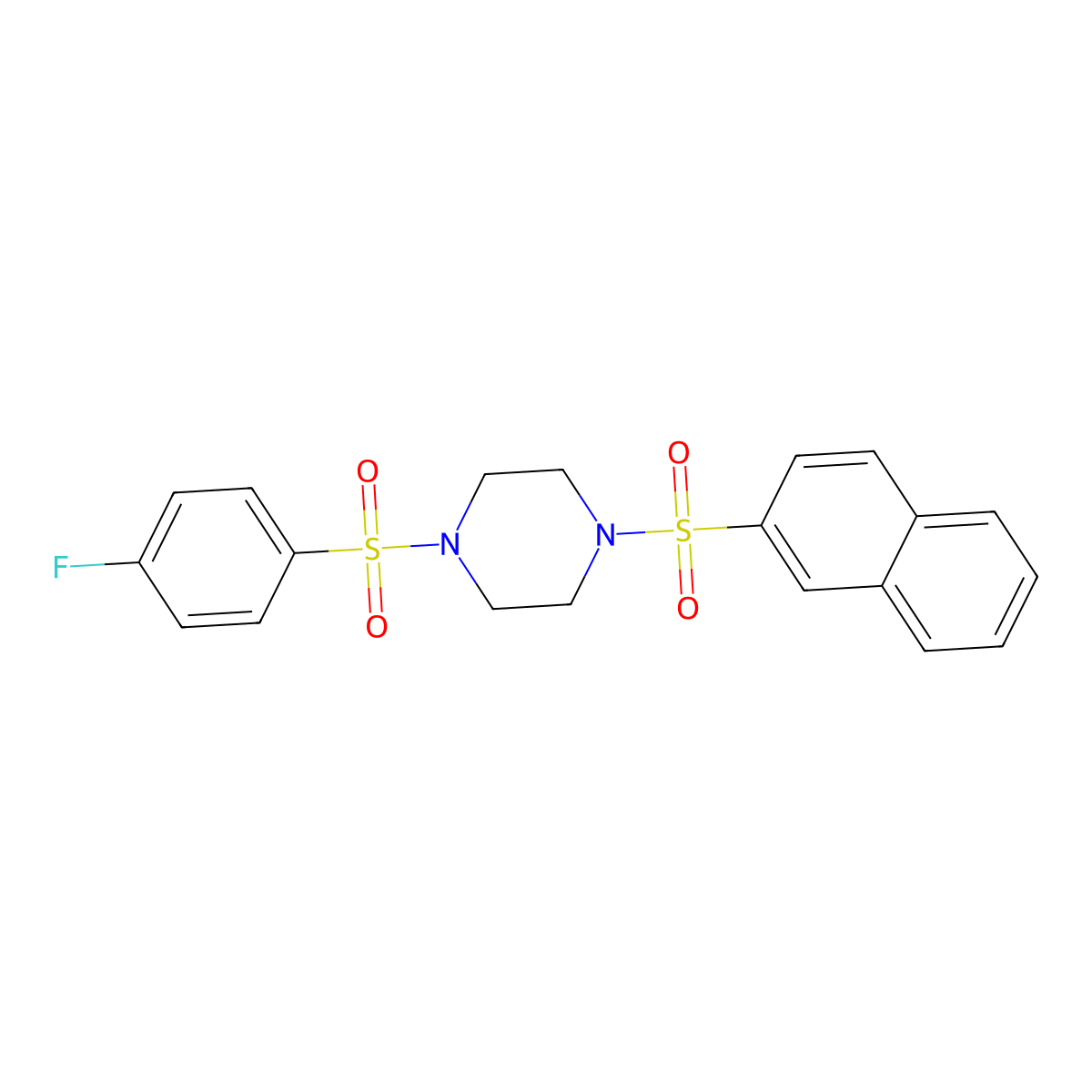 1-(4-Fluorophenyl)sulfonyl-4-naphthalen-2-ylsulfonylpiperazine molecular structure, CAS 428825-70-1