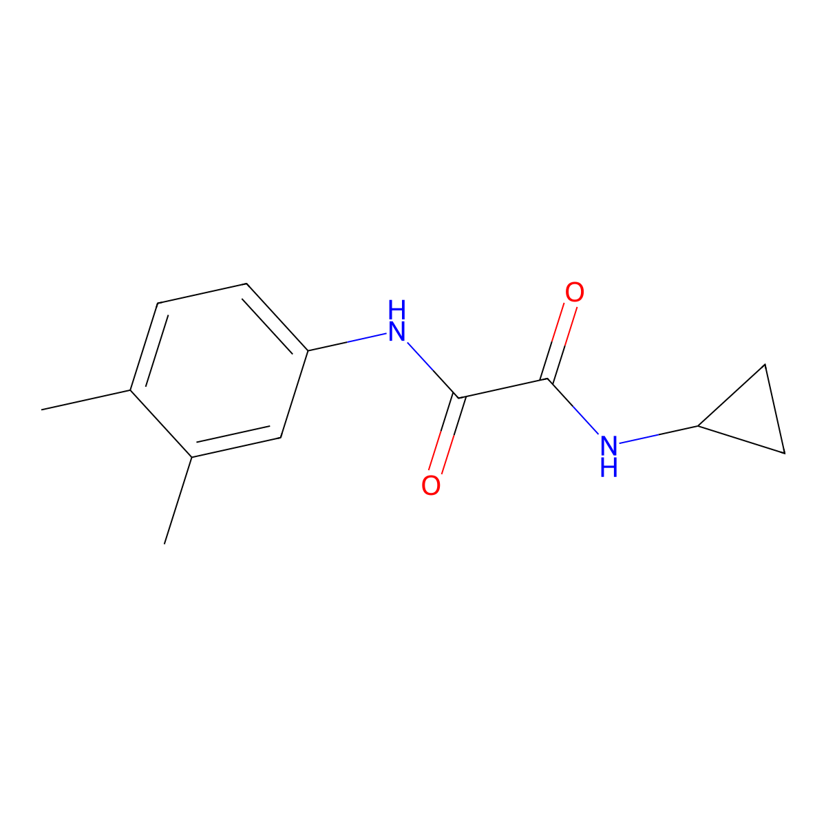 N-cyclopropyl-N'-(3,4-dimethylphenyl)oxamide molecular structure, CAS 428825-77-8