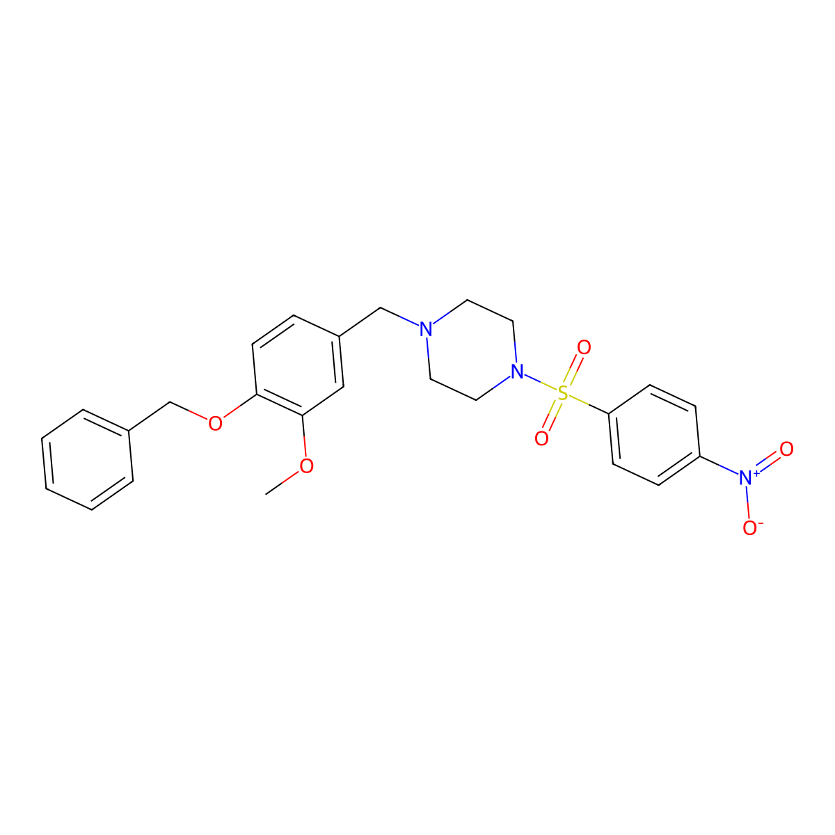 1-[(3-Methoxy-4-phenylmethoxyphenyl)methyl]-4-(4-nitrophenyl)sulfonylpiperazine molecular structure, CAS 428825-78-9