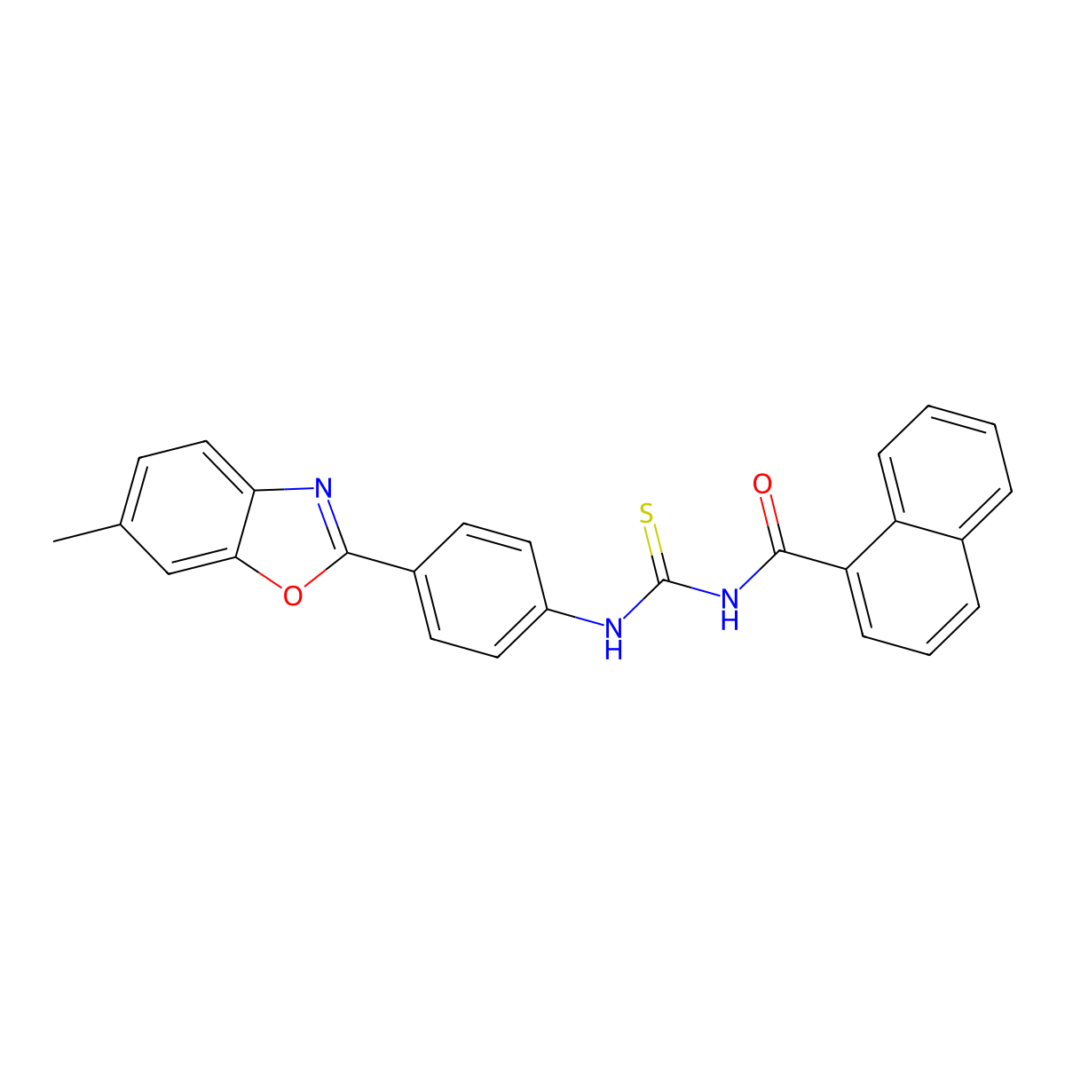 N-[[4-(6-methyl-1,3-benzoxazol-2-yl)phenyl]carbamothioyl]naphthalene-1-carboxamide molecular structure, CAS 428825-84-7
