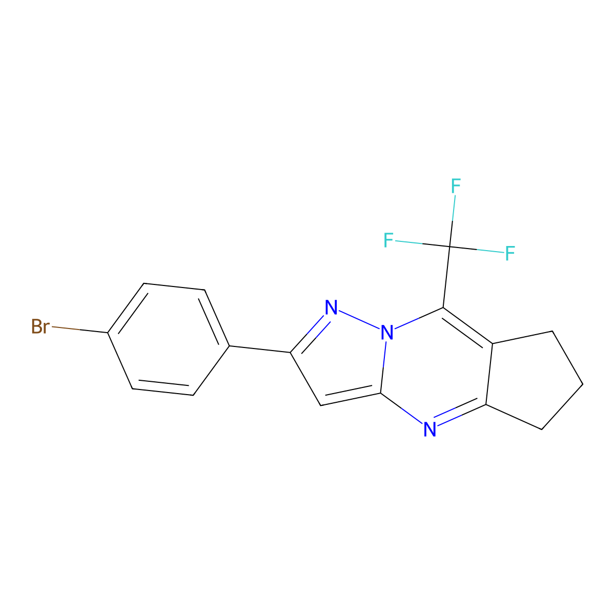 2-(4-bromophenyl)-8-(trifluoromethyl)-6,7-dihydro-5H-cyclopenta[d]pyrazolo[1,5-a]pyrimidine molecular structure, CAS 428825-89-2