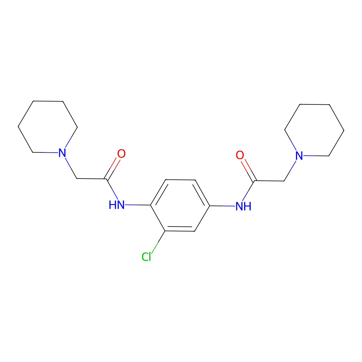 N-[2-chloro-4-(2-piperidylacetylamino)phenyl]-2-piperidylacetamide molecular structure, CAS 428825-93-8