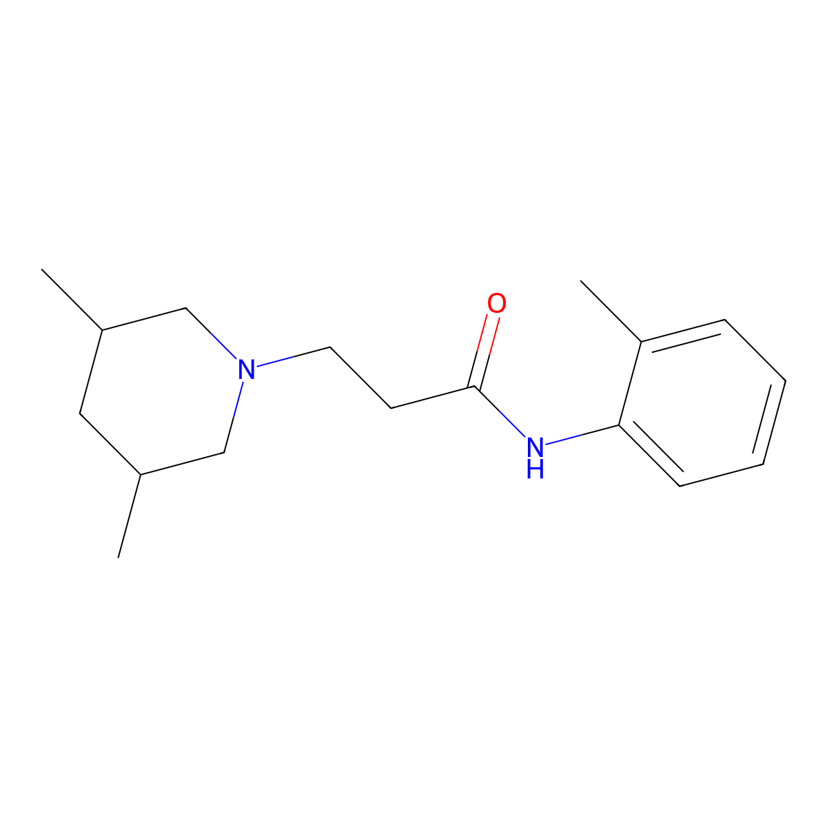 3-(3,5-dimethylpiperidin-1-yl)-N-(2-methylphenyl)propanamide molecular structure, CAS 428826-20-4