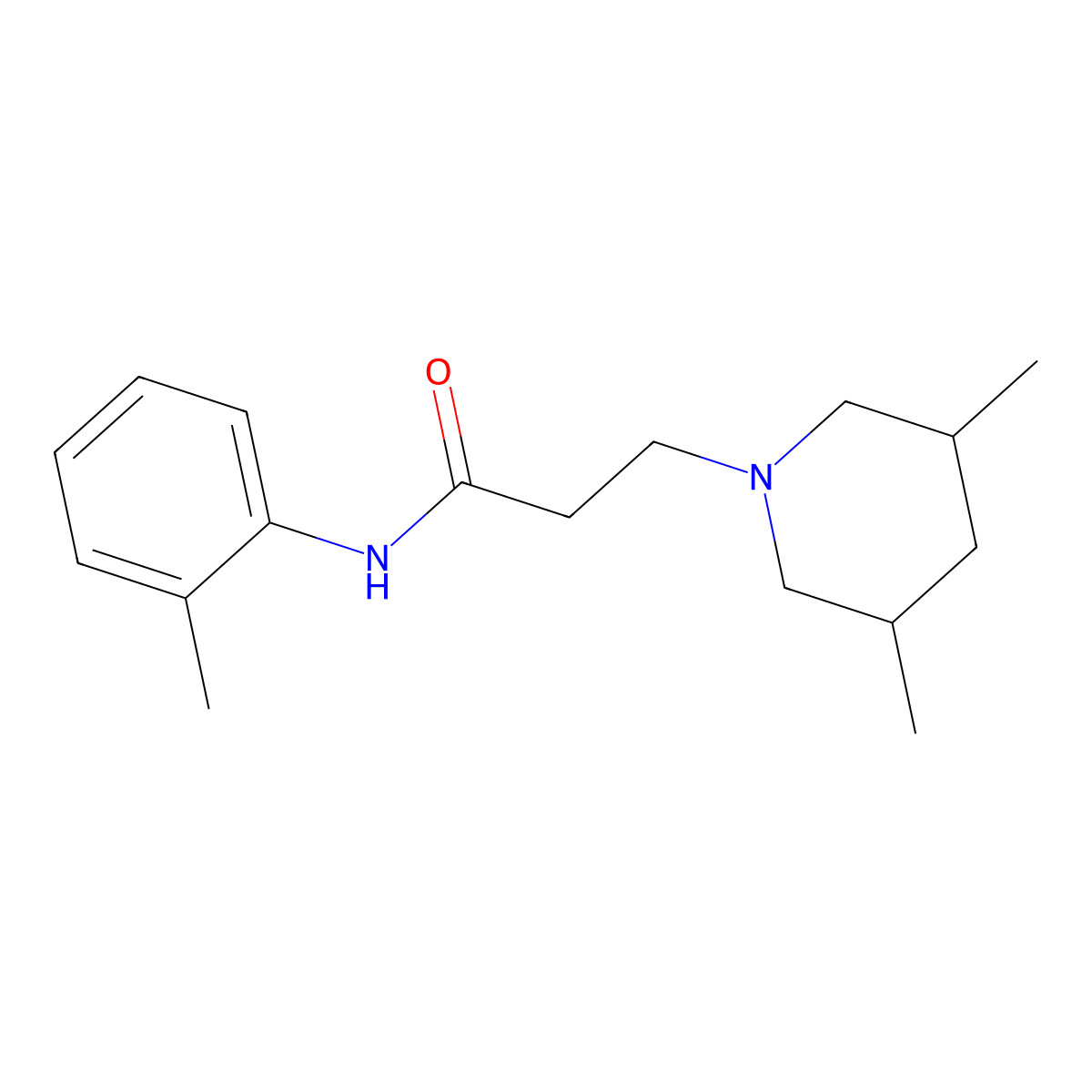 3-(3,5-dimethylpiperidin-1-yl)-N-(2-methylphenyl)propanamide molecular structure, CAS 428826-20-4