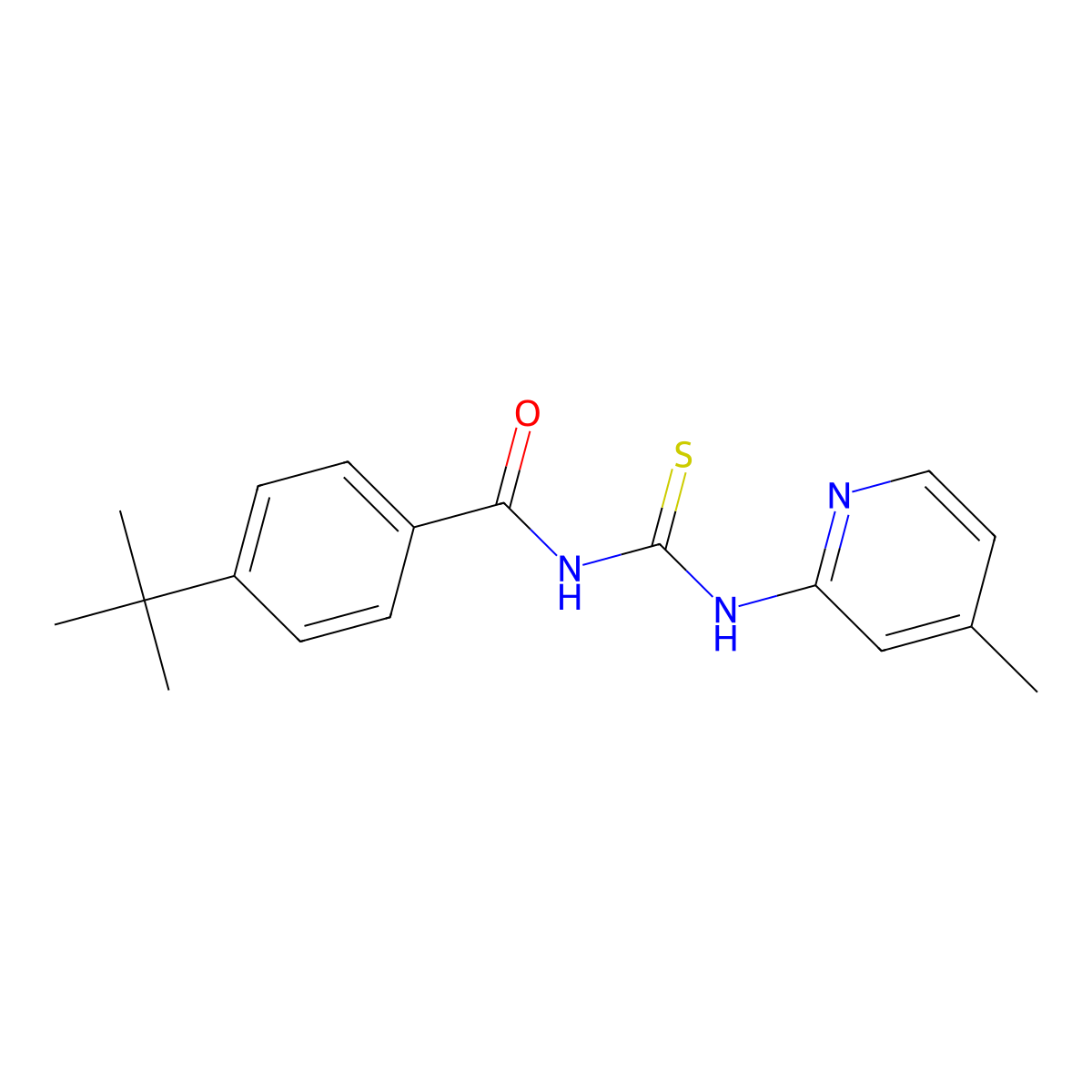 4-tert-butyl-N-[(4-methylpyridin-2-yl)carbamothioyl]benzamide molecular structure, CAS 428826-24-8