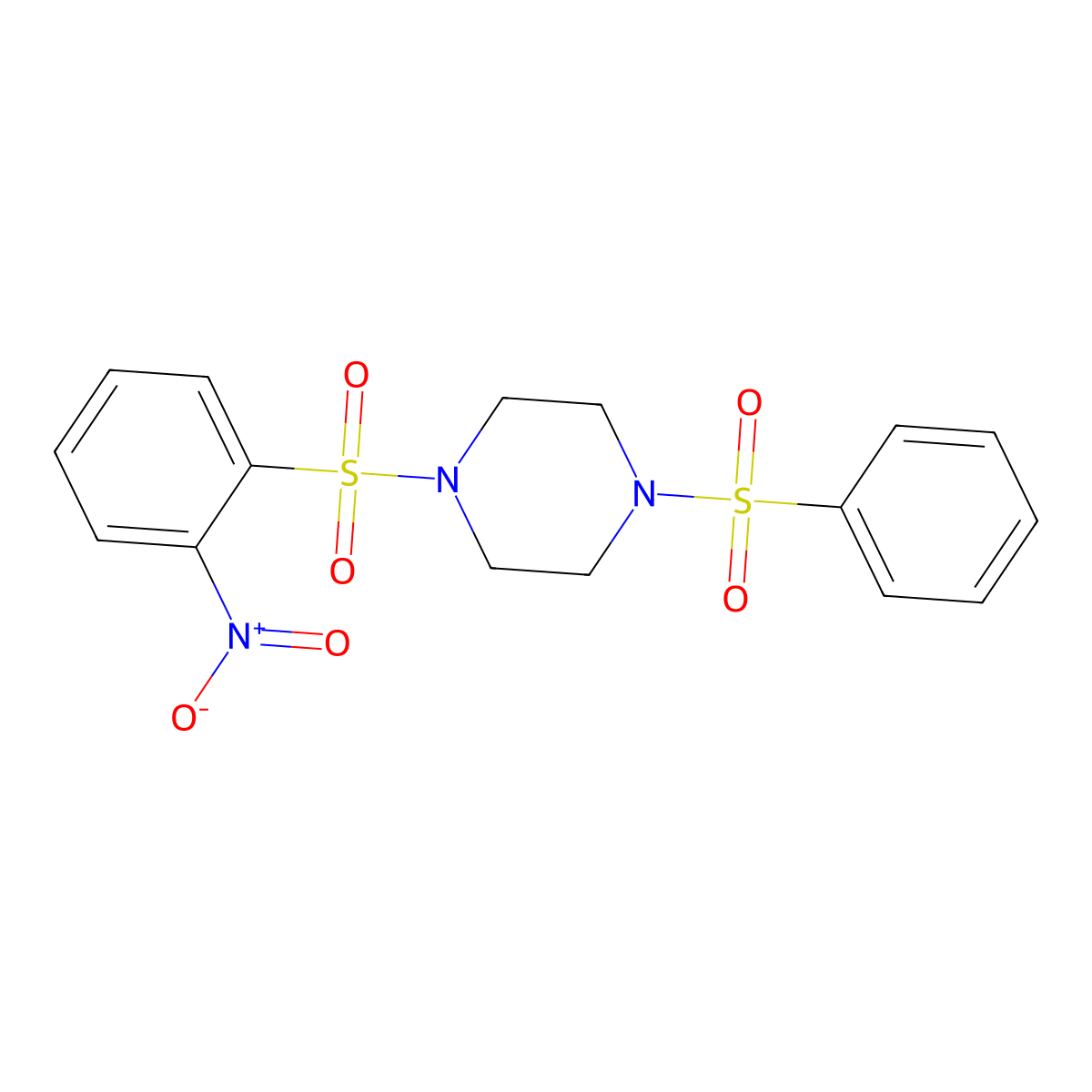 1-(Benzenesulfonyl)-4-(2-nitrophenyl)sulfonylpiperazine molecular structure, CAS 428826-25-9