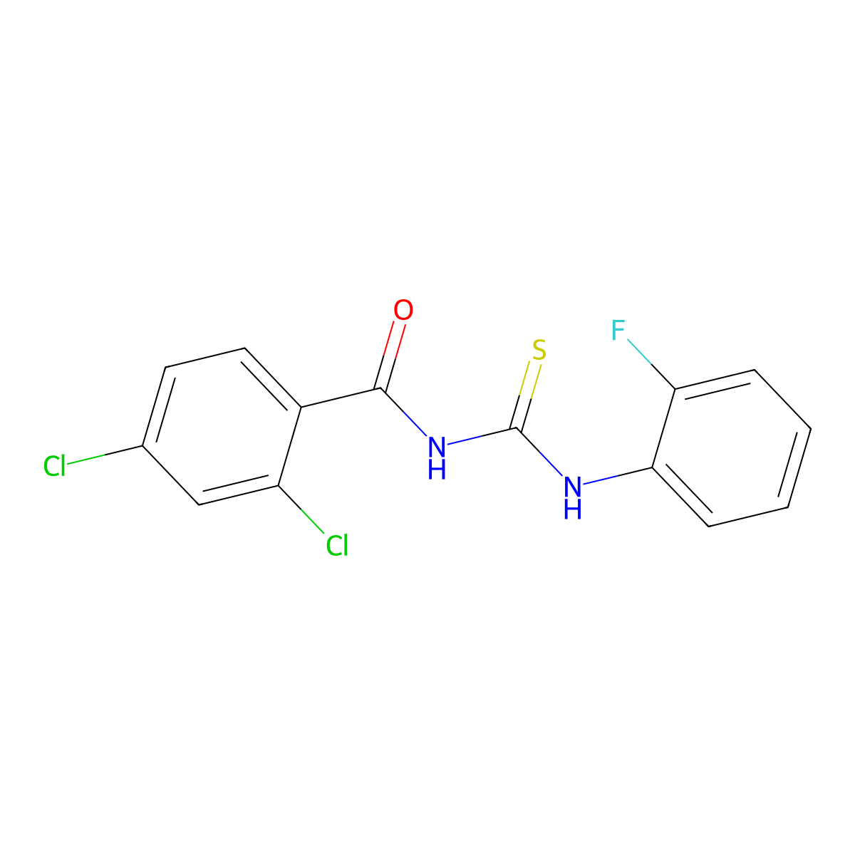2,4-dichloro-N-[(2-fluorophenyl)carbamothioyl]benzamide molecular structure, CAS 428826-28-2