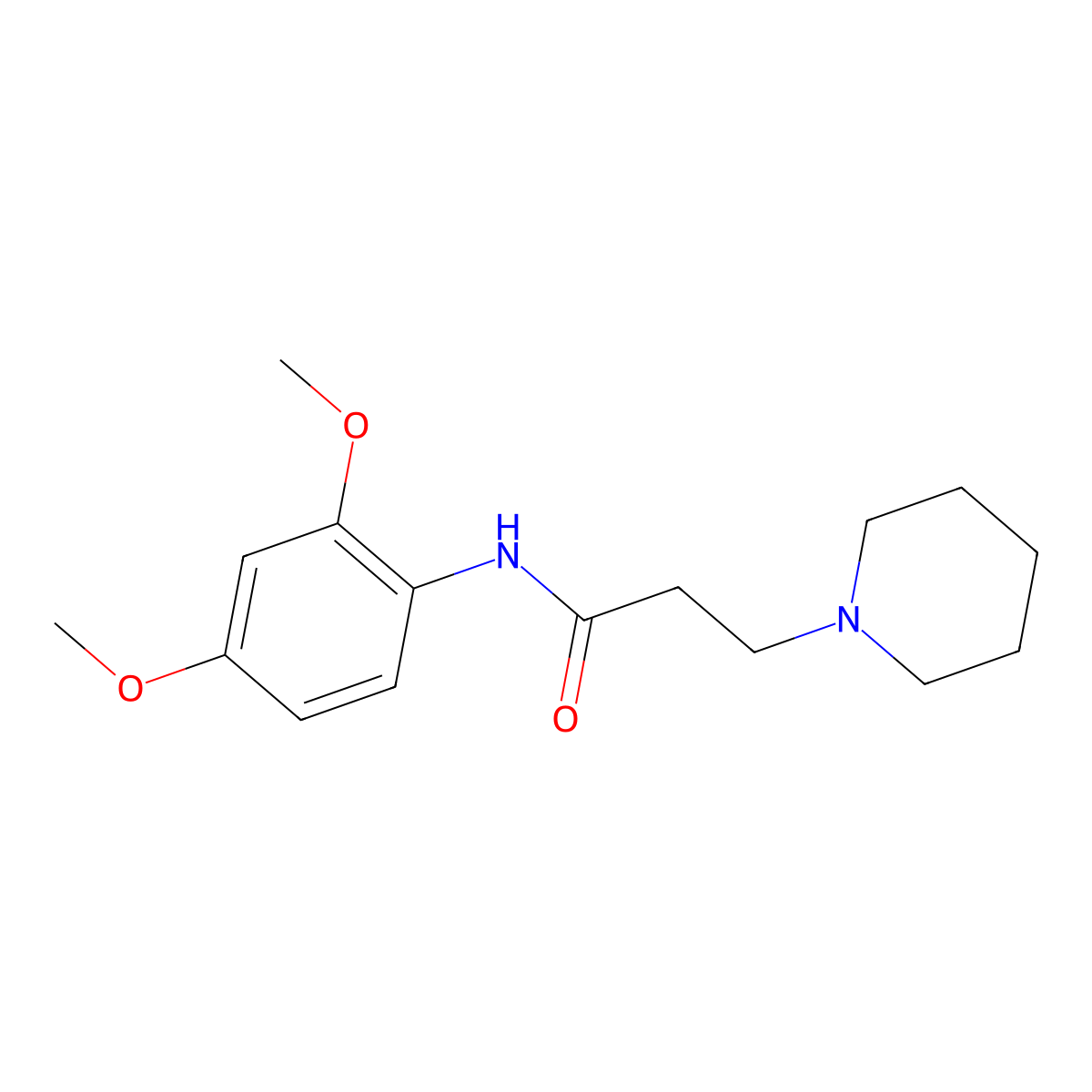 N-(2,4-dimethoxyphenyl)-3-piperidin-1-ylpropanamide molecular structure, CAS 428826-33-9