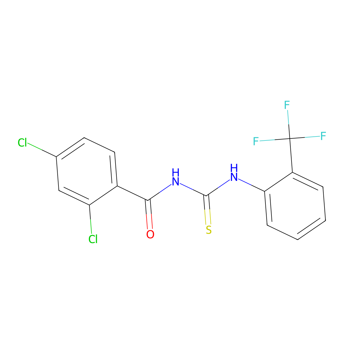 2,4-dichloro-N-[[2-(trifluoromethyl)phenyl]carbamothioyl]benzamide molecular structure, CAS 428826-40-8