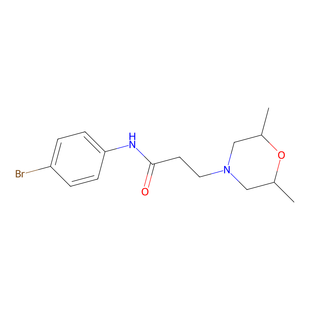N-(4-bromophenyl)-3-(2,6-dimethyl-4-morpholinyl)propanamide molecular structure, CAS 428826-41-9