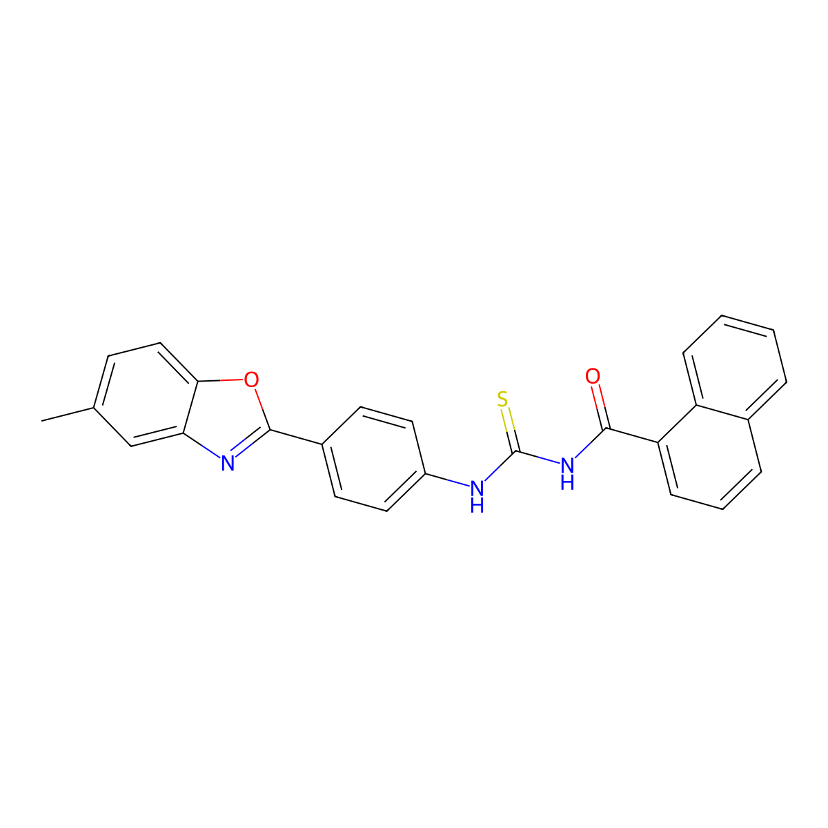 N-[[4-(5-methyl-1,3-benzoxazol-2-yl)phenyl]carbamothioyl]naphthalene-1-carboxamide molecular structure, CAS 428826-56-6