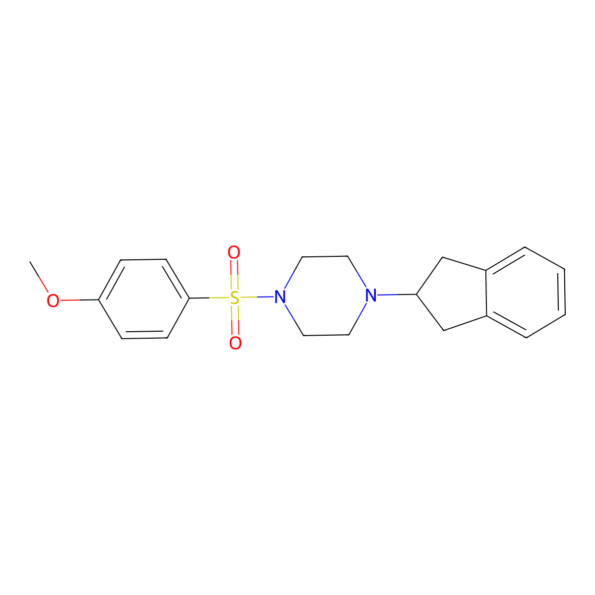 1-Indan-2-yl-4-(4-methoxy-benzenesulfonyl)-piperazine molecular structure, CAS 428826-59-9