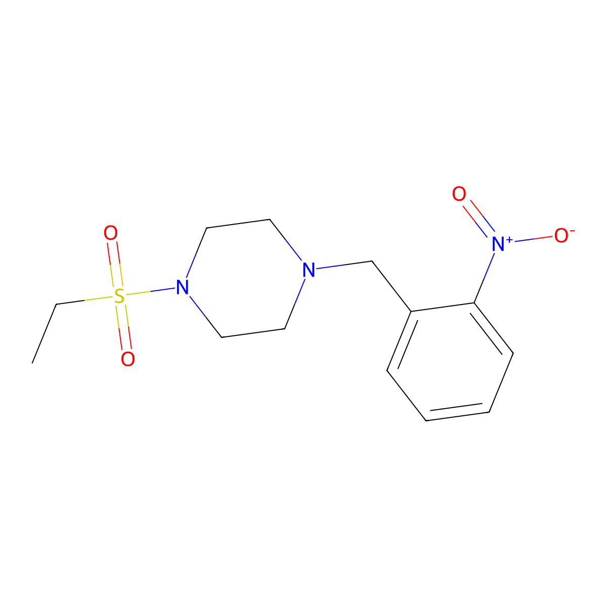 1-Ethylsulfonyl-4-[(2-nitrophenyl)methyl]piperazine molecular structure, CAS 428826-66-8