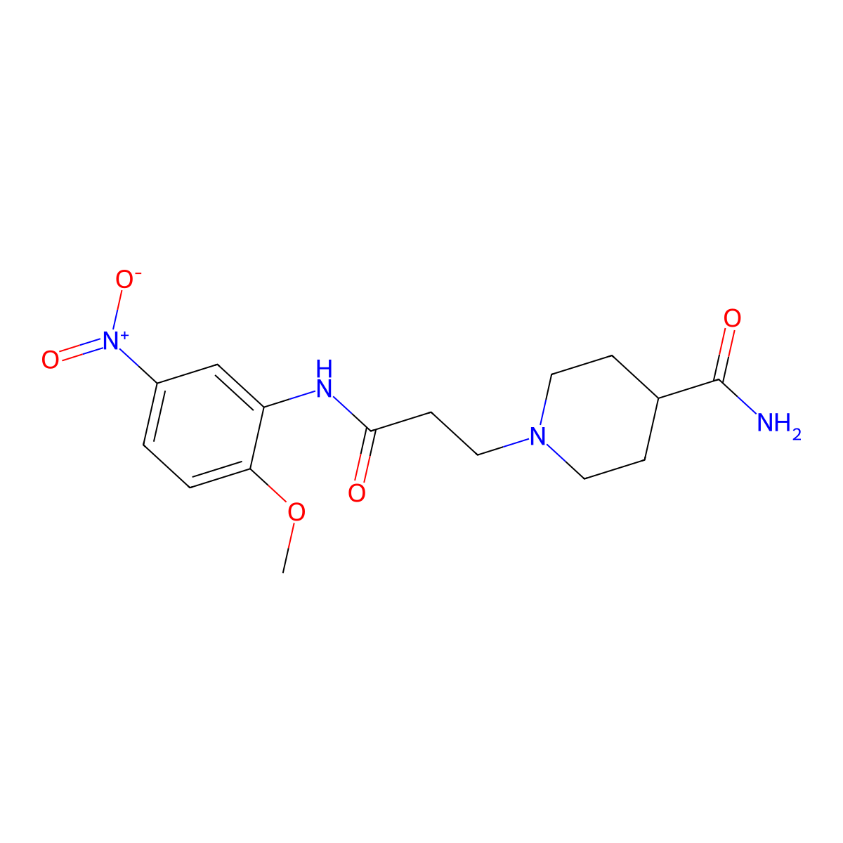1-[3-(2-Methoxy-5-nitroanilino)-3-oxopropyl]piperidine-4-carboxamide molecular structure, CAS 428826-75-9