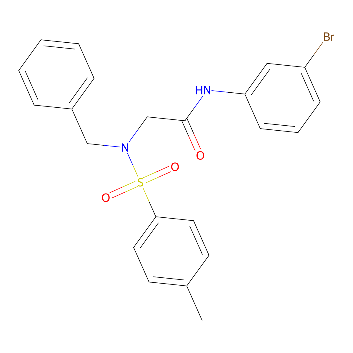 2-[benzyl-(4-methylphenyl)sulfonylamino]-N-(3-bromophenyl)acetamide molecular structure, CAS 428826-80-6